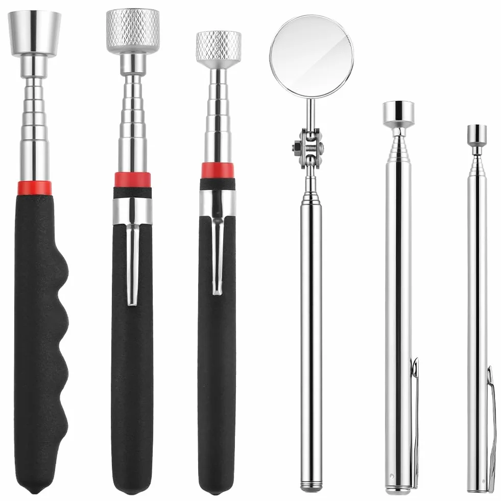Flintronic 6PCS Recogedor Magnético Telescópico, Recogedor Magnético Telescópico, Herramientas Magnéticas Telescópicas con Punta de Imán, Extensible, para Tornillos, Tuercas y Pernos