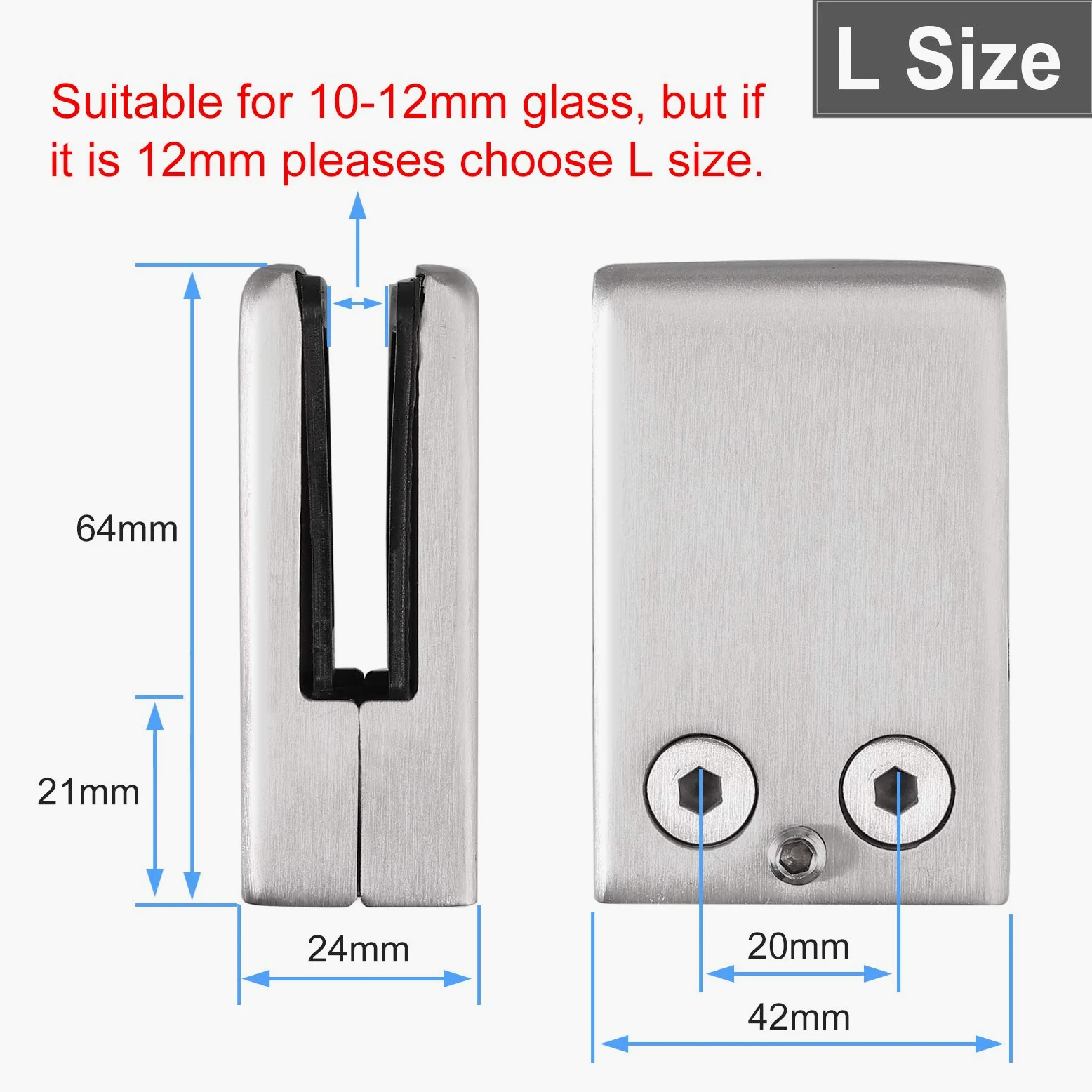 Proster Abrazaderas de Cristal 8PCS Clips de Vidro Cuadrado Acero Inoxidable 304 Glass Clamp Abrazaderas para Barandilla Escalera Pasamano-Satinado 11/12mm