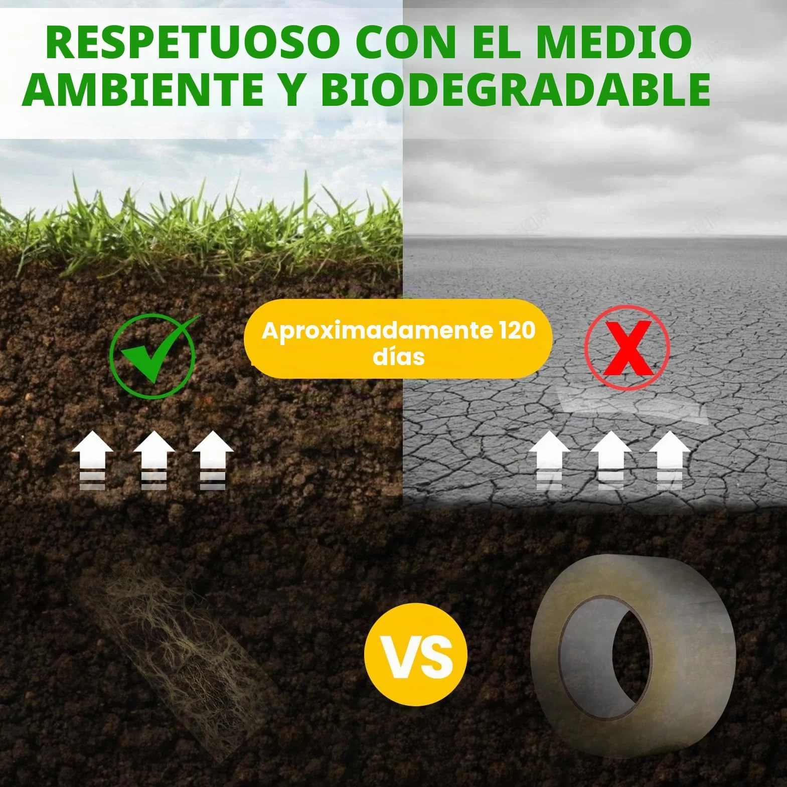 ADHES Cinta de embalaje de papel kraft Cinta adhesiva para paquetes y cajas reciclable ecológico marrón 50mm x 40m