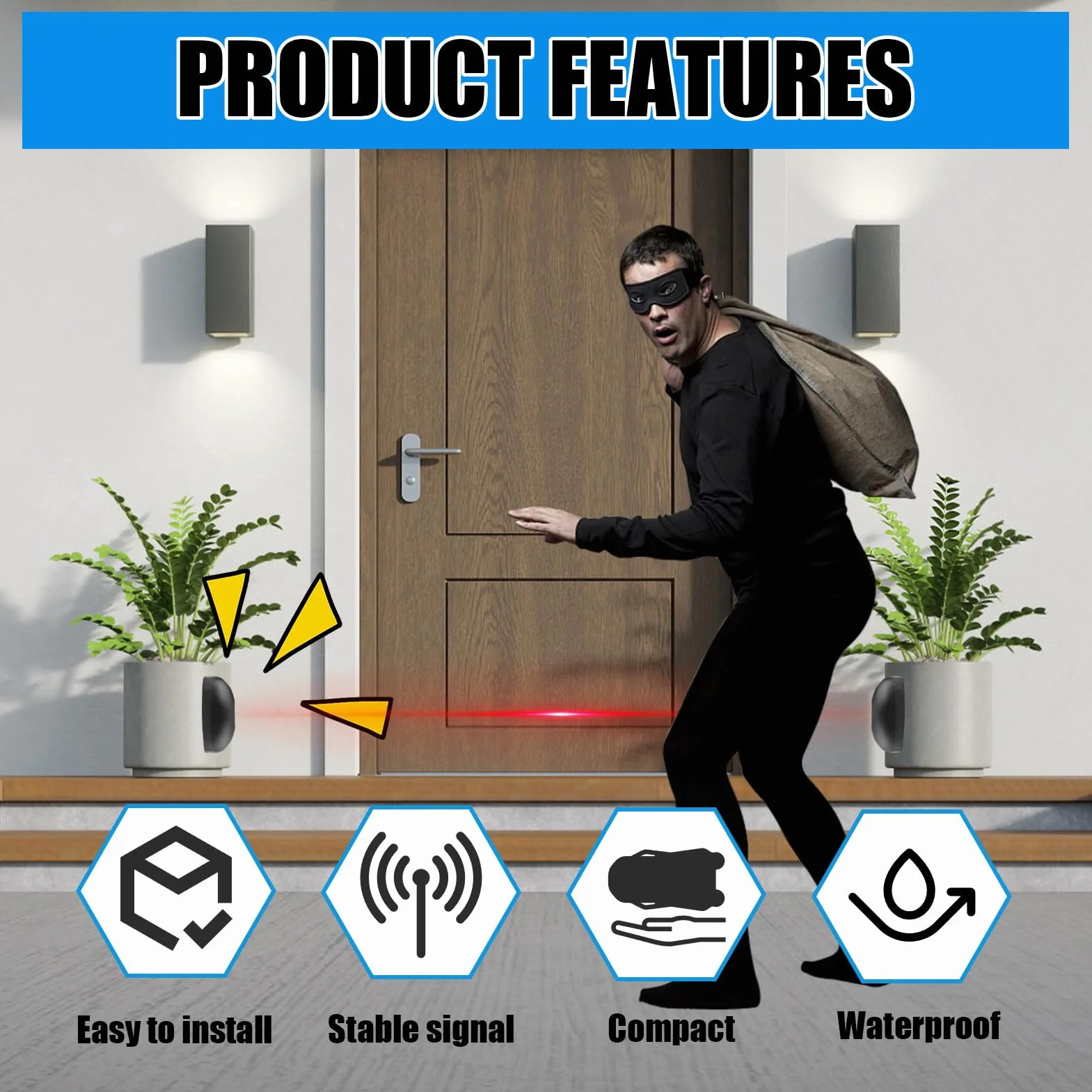 Fotocélulas Infrarrojas Universales, Par de Sensor Puerta Garaje, Fotocélula Infrarroja para Puertas Automáticas y Puertas de Garaje, Acerca de Alcance de 20 Metros, 12/24V AC/DC