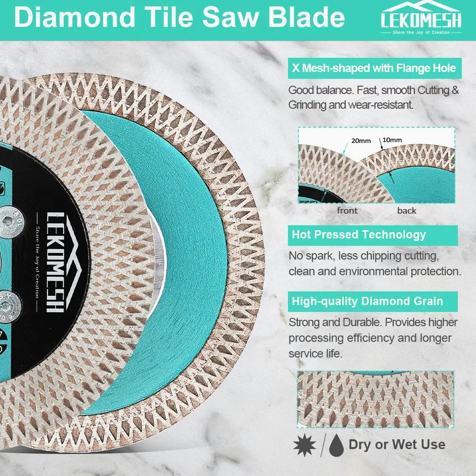 Discos Diamante 115MM para Porcelanico - Doble Cara Disco de Corte y Rectificado Diamante Ultrafino LEKOMESH para Cortar Esmerilar Cerámica Azulejos Mármol Granito,Rosca M14,X Malla