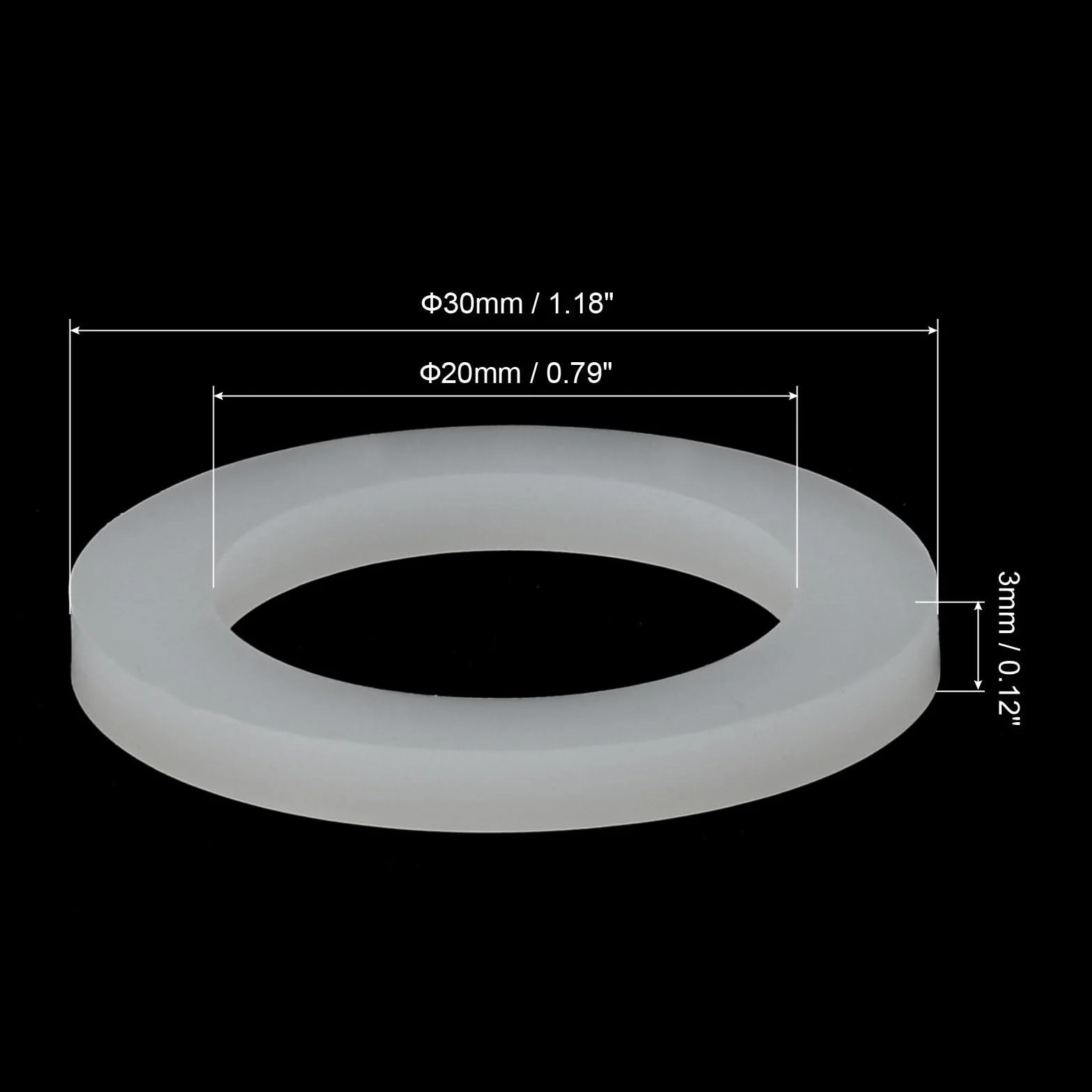 QUARKZMAN Silicona Junta, 30mm OD 20mm ID 3mm Ancho VMQ Sello Anillos Arandela para Ducha Cabezal Agua Manguera Grifo Plomería Tubería, Blanco 5uds