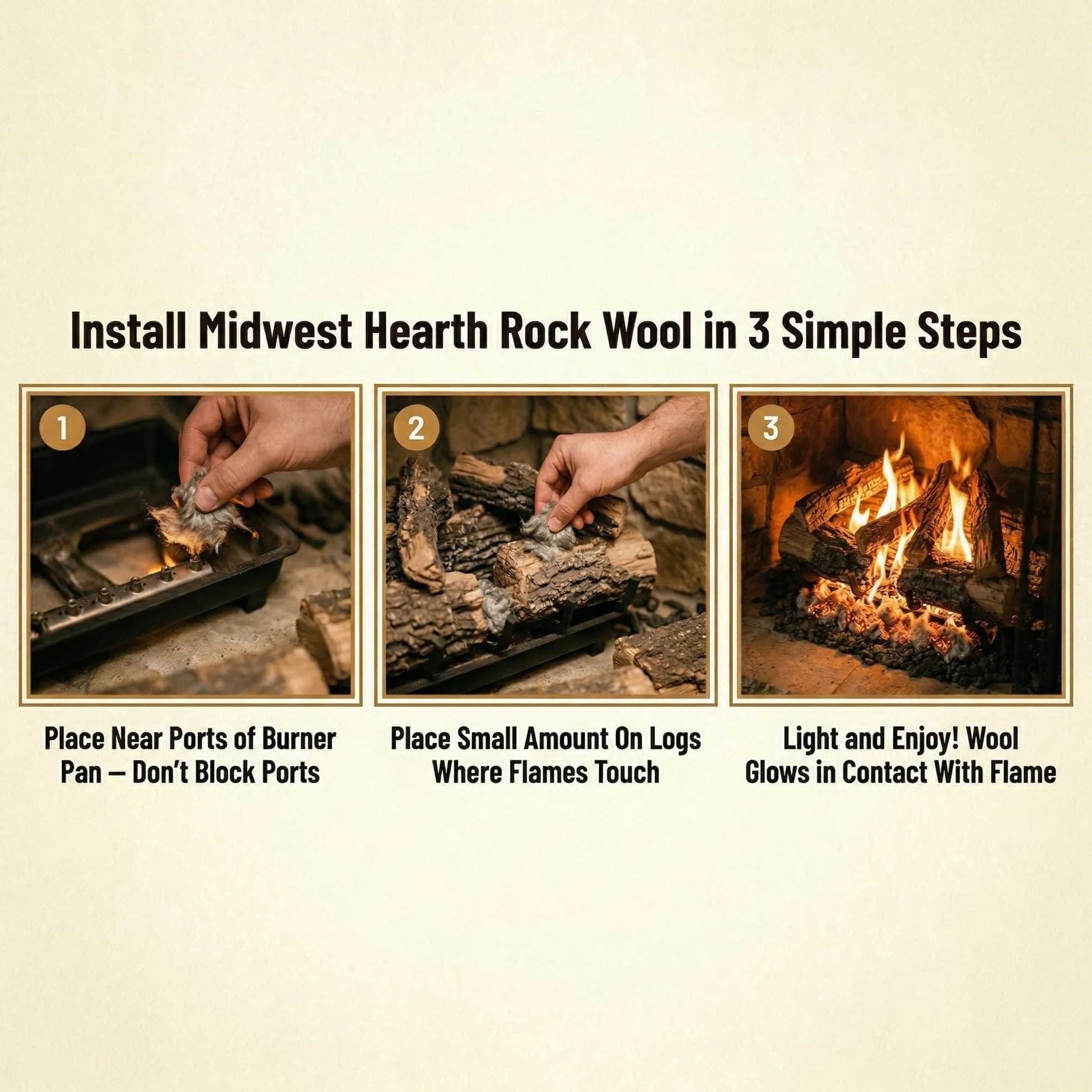 Midwest Hearth - Lana de Roca para hornillo de Gas, 170 g, Bolsa