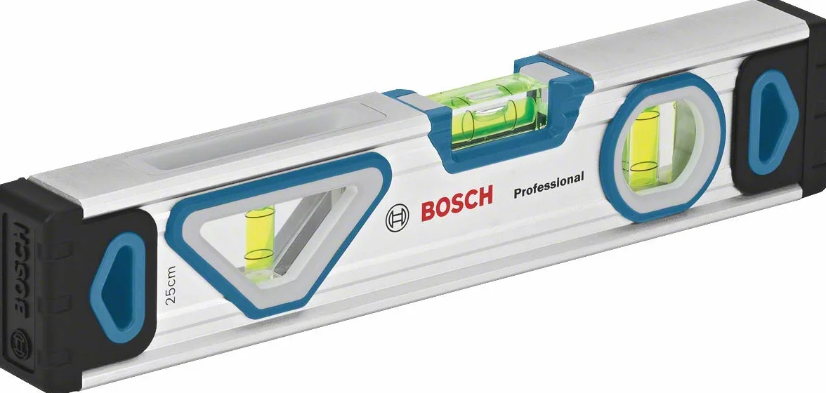 Bosch Professional nivel de burbuja magnético de 25 cm (lectura desde cualquier ángulo, carcasa de aluminio, topes resistentes) - Set exclusivo de Amazon