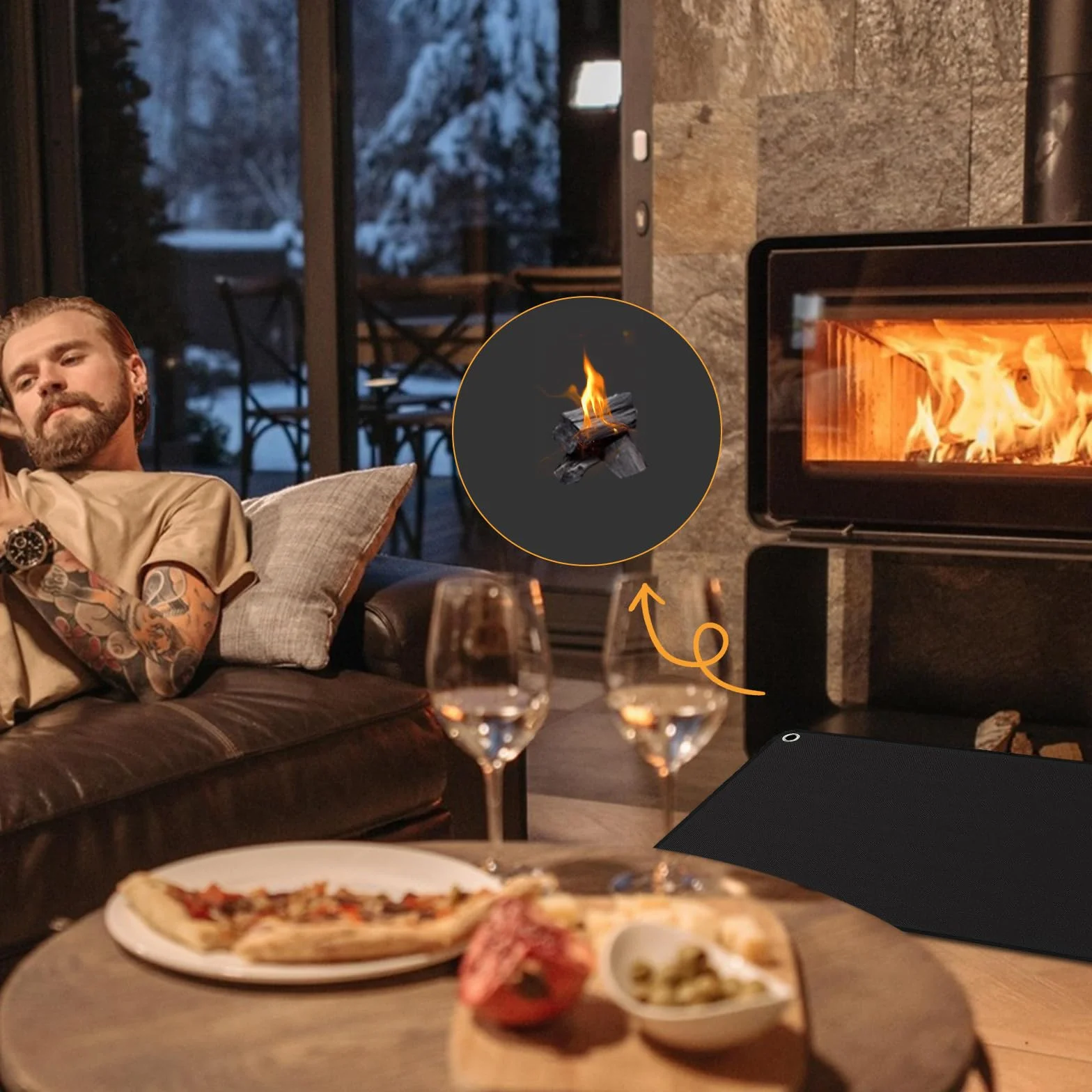 Alfombra Ignifuga para Chimenea, Alfombra Chimenea Ignifuga, Protector Suelo Chimenea, Alfombra de Fibra de Vidrio recubierta de Silicona, Alfombra Ignífuga para Chimenea y Estufa (100 * 180CM)