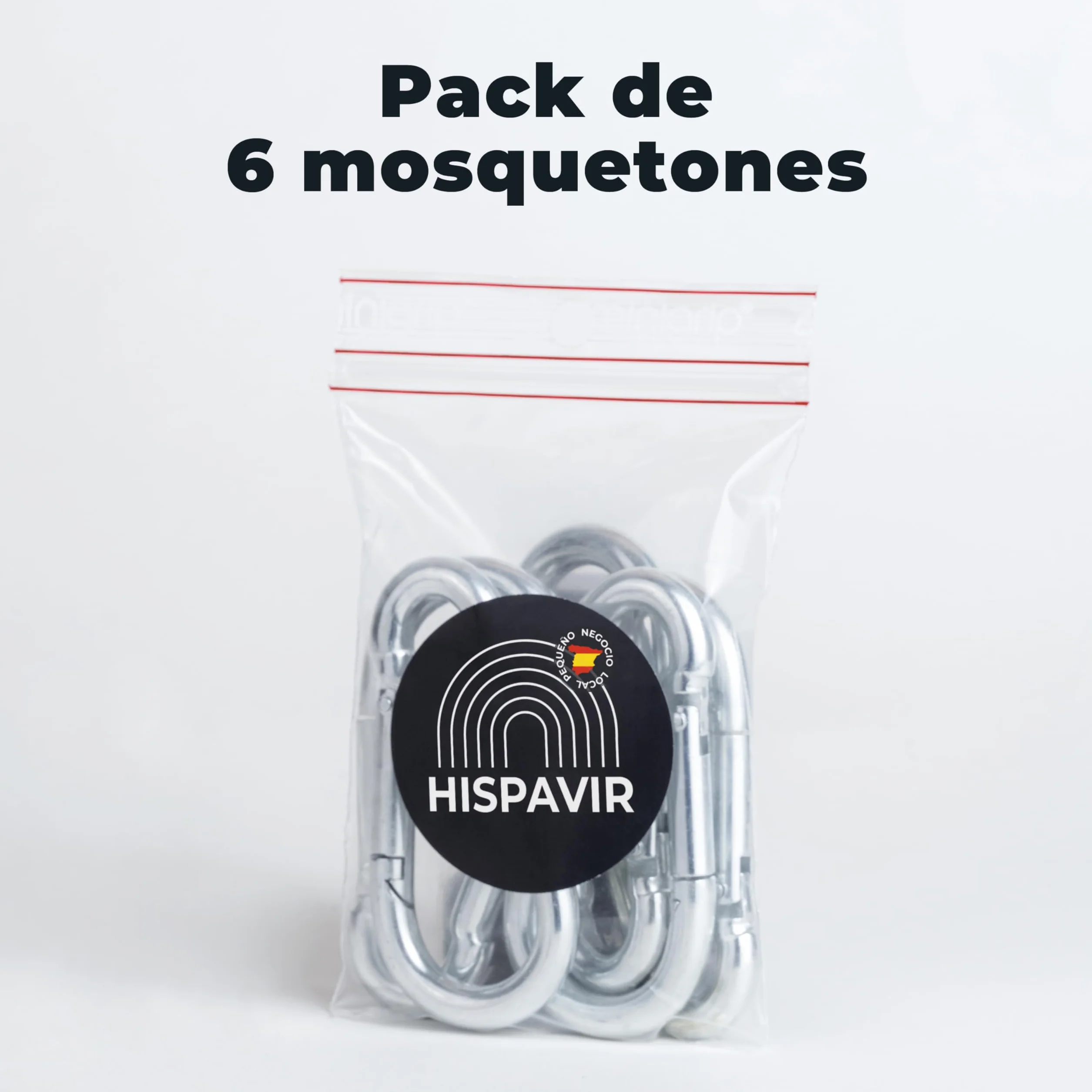Mosquetones pequeños | 5x50 | 6x60 | 8x80 | Acero Cincado | 6, 12, 50 o 100 uds | Cierre de Resorte | Bolsa o Caja | Mosquetones rapidos
