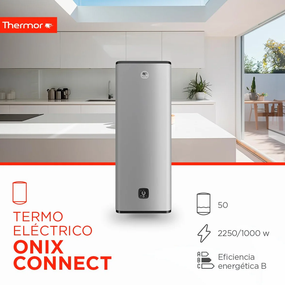 Thermor Termo Eléctrico Onix Connect Calentador de Agua 50L 2250/1000W WiFi