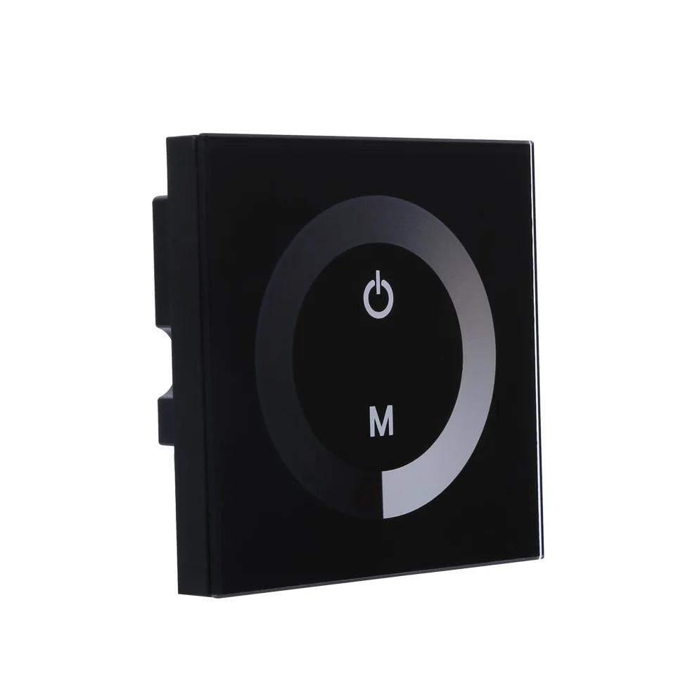 Interruptor de atenuación, interruptor de un solo color Panel táctil de atenuación Material plástico reutilizable para tira de luz LED de un solo color (DC 12V-24V)(Negro)