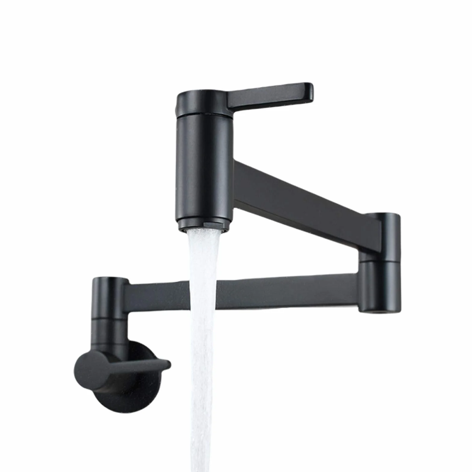 Grifo de llenado de ollas de latón para montaje en pared plegable agua fría negro