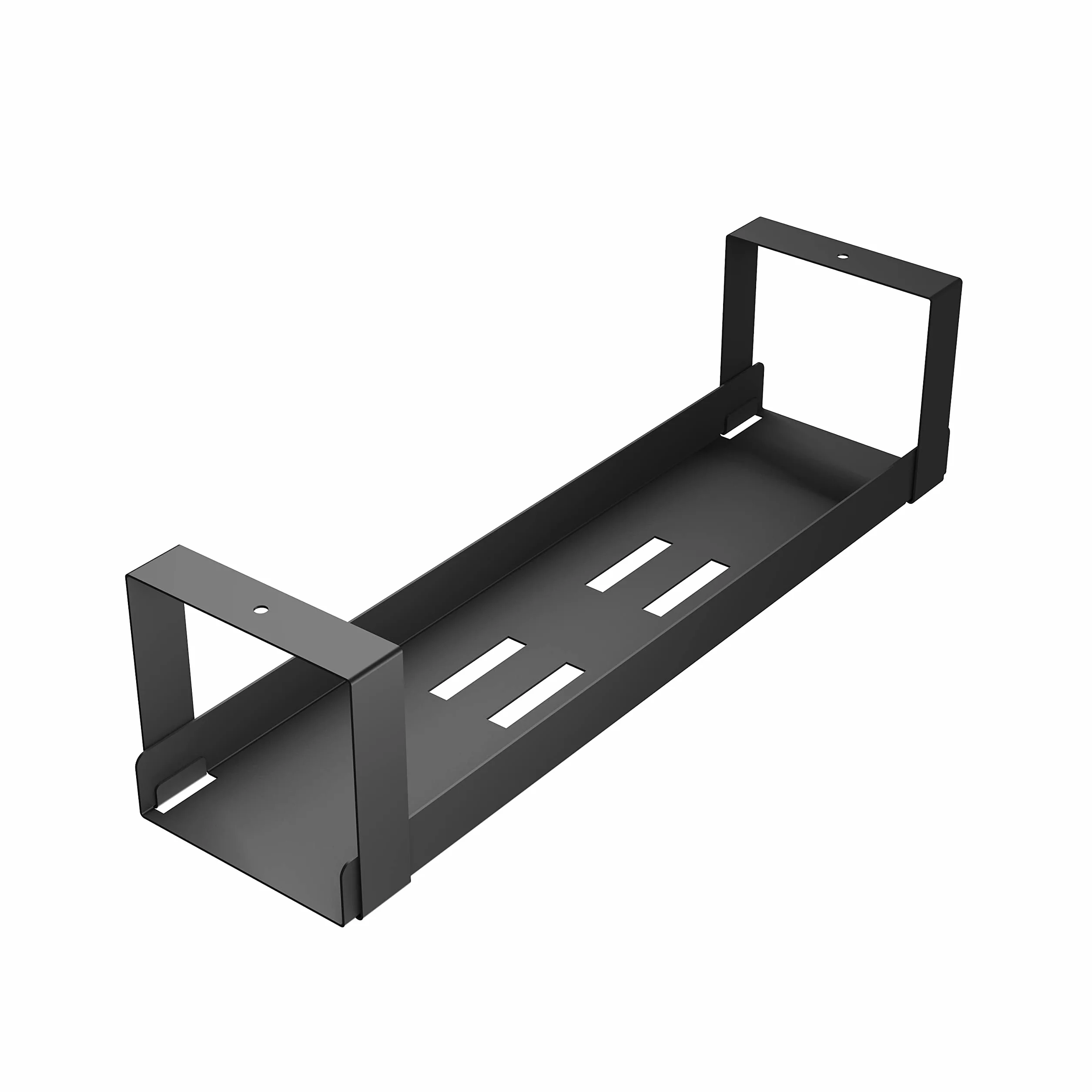 D-Line, Bandeja portacables para usar debajo del escritorio, Cesta para regletas, Autoadhesiva o de fijación con tornillos, Recupere el espacio perdido y manténgalo ordenado – Color negro