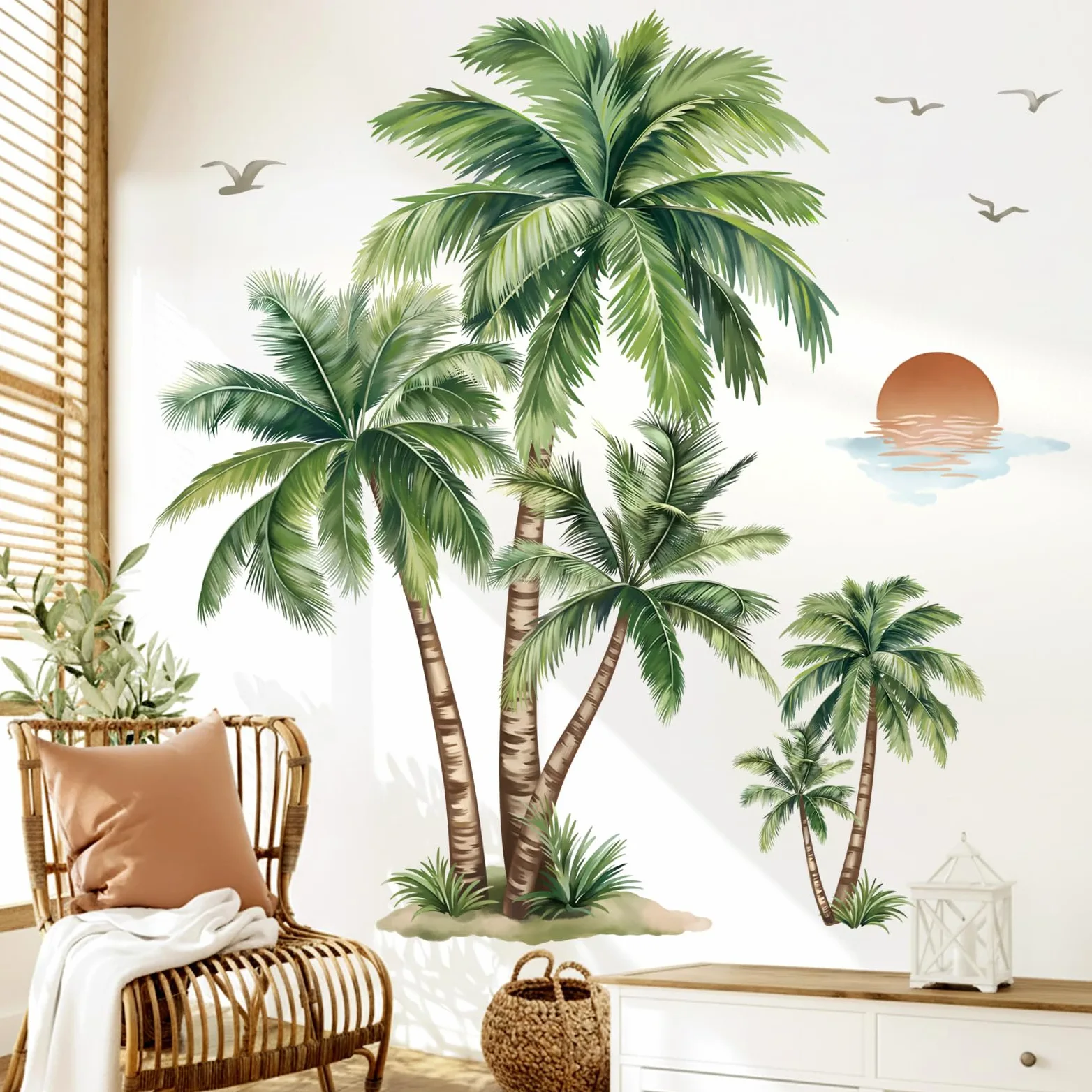 wondever Pegatinas de Pared Palmeras Grandes Adhesivos Decorativos Árbol Boho Planta Tropical Vinilos Pared para Salón Dormitorio Habitación