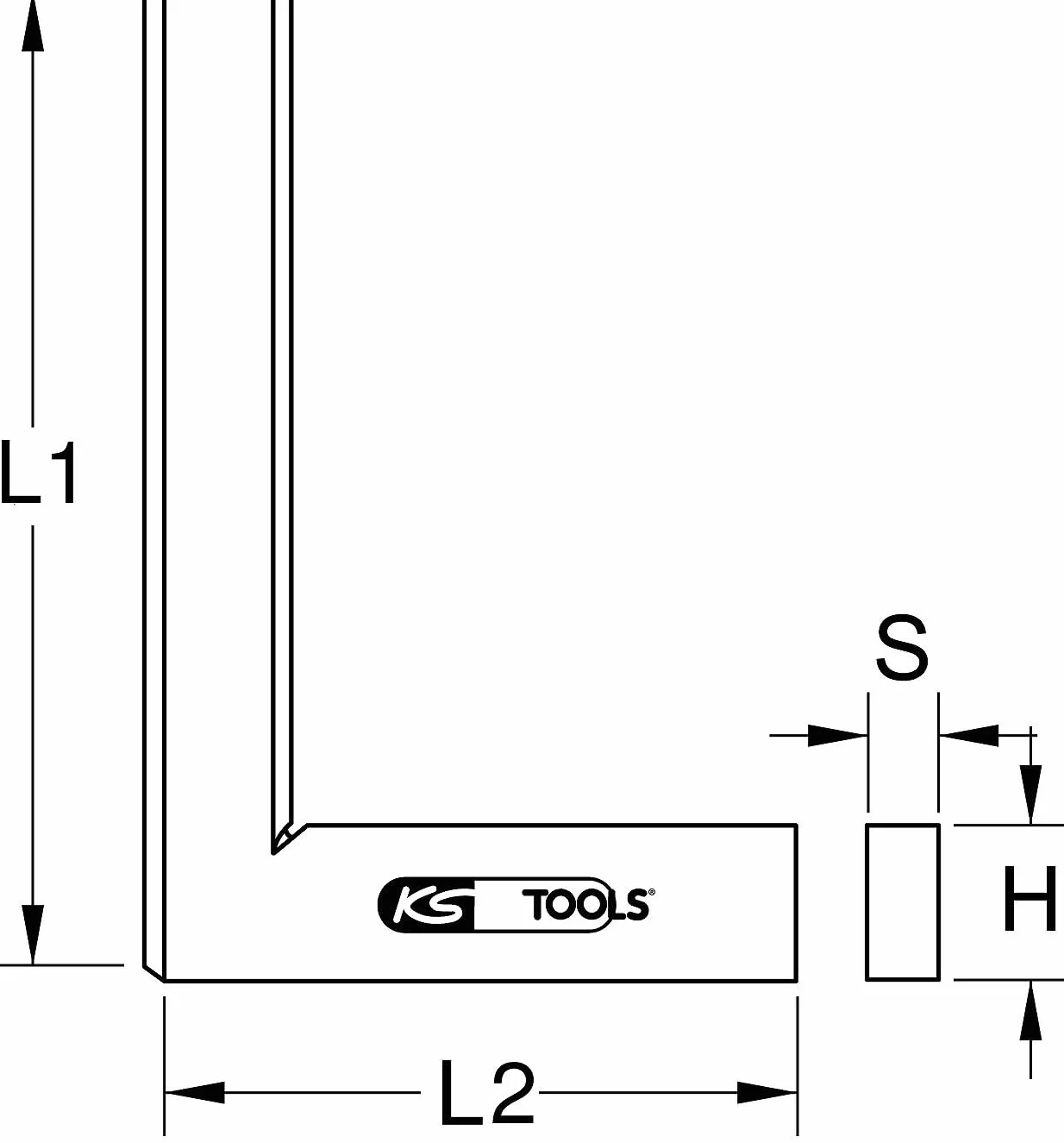 KS Tools 300.0200 - Escuadra de taller lisa (longitud de los brazos 100 x 70 mm, sección transversal 20 x 5 mm, 100 mm)