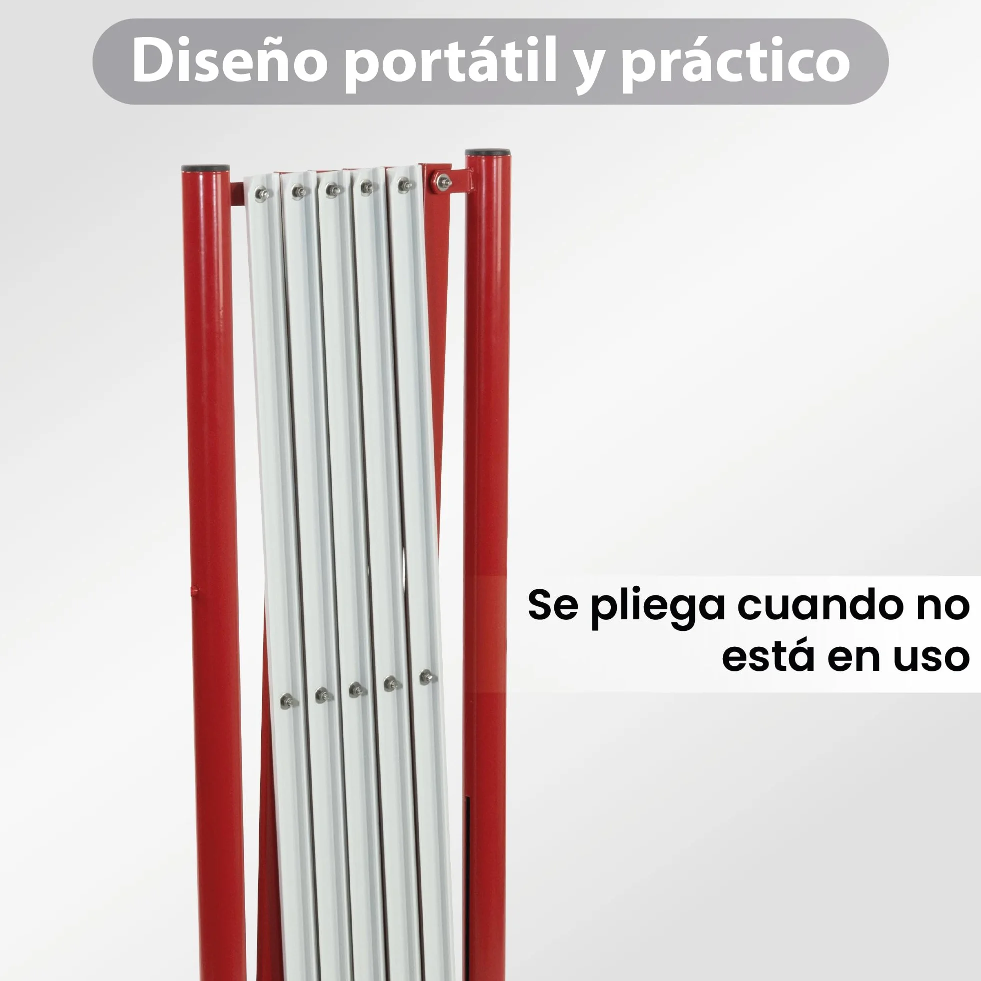 Packs 2 - Barricada Extensible hasta 3m Plegable – Vallas Extensibles de Obra – Barrera Metálica Portátil para Seguridad, Construcción y Control de Espacios (Rojo/Blanco)