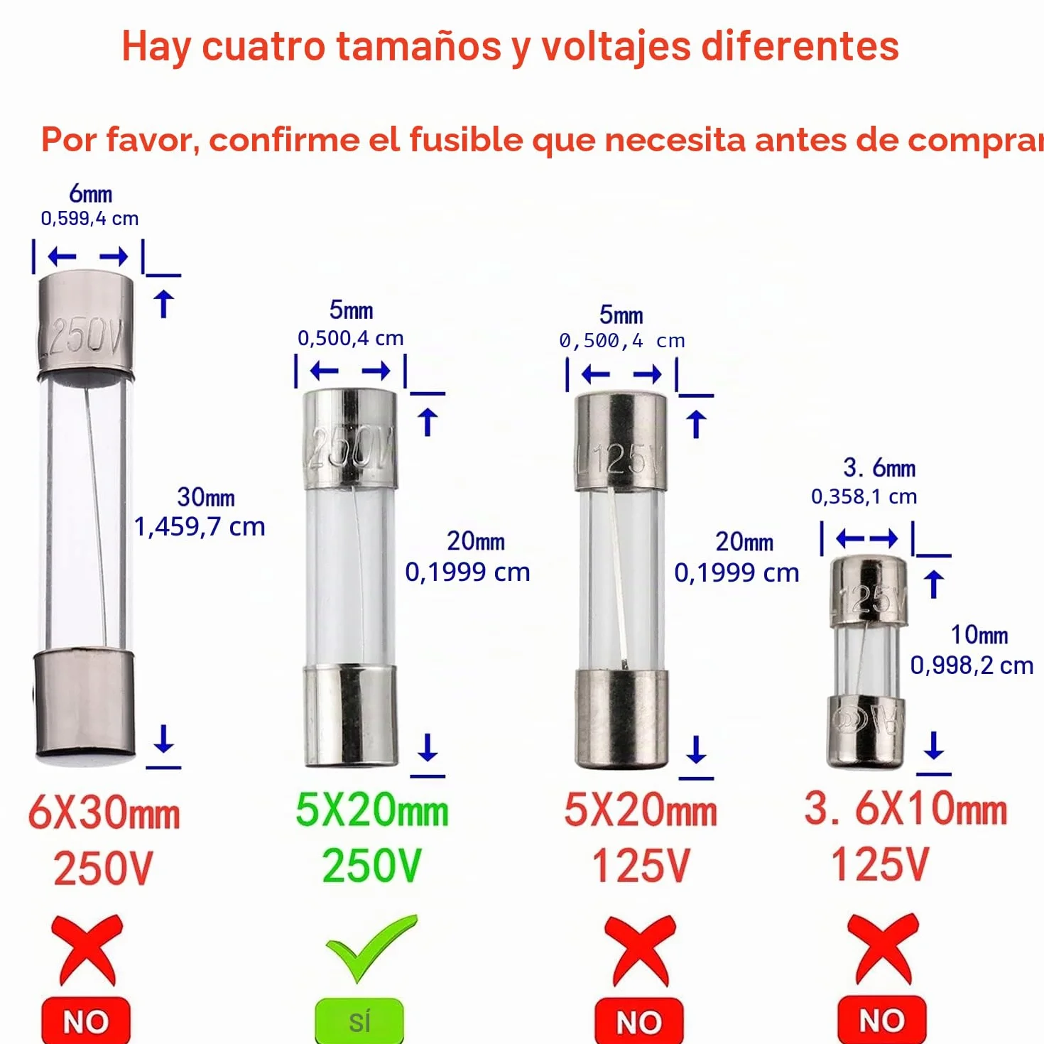BOJACK F2AL250V Fusibles de fundición rápida 2A 250V 5x20 mm Tubo de vidrio 20 piezas