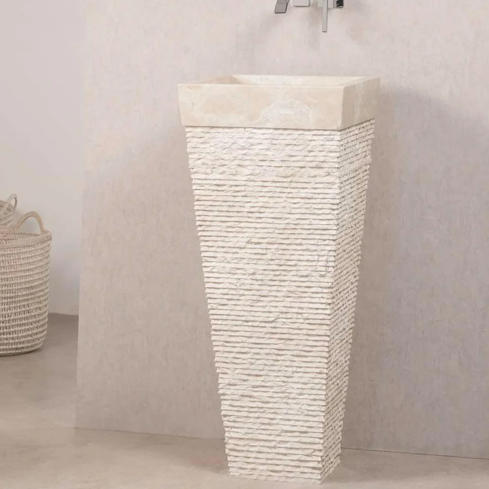 wanda collection - Lavabo de pie piramidal de Piedra para Cuarto de baño Habana Crema