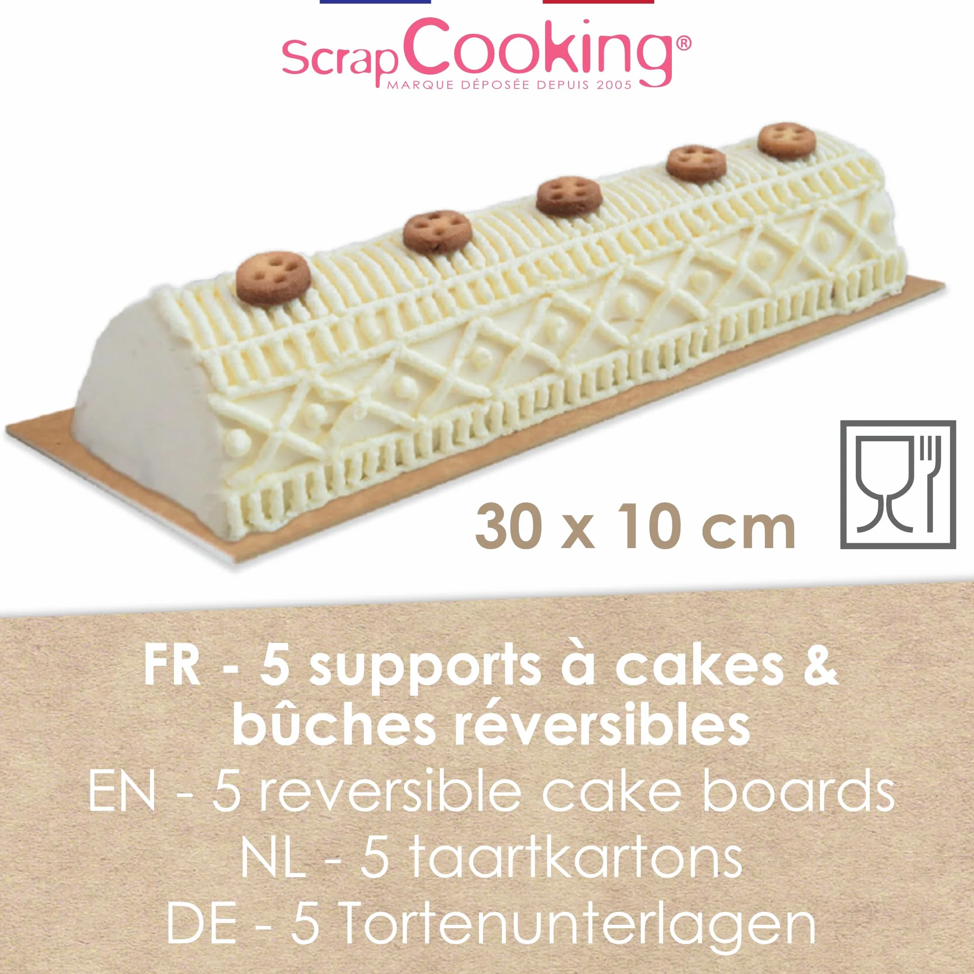 Soportes para Pasteles 30x10 cm Cartón Kraft y Blanco Pastelería Panadería