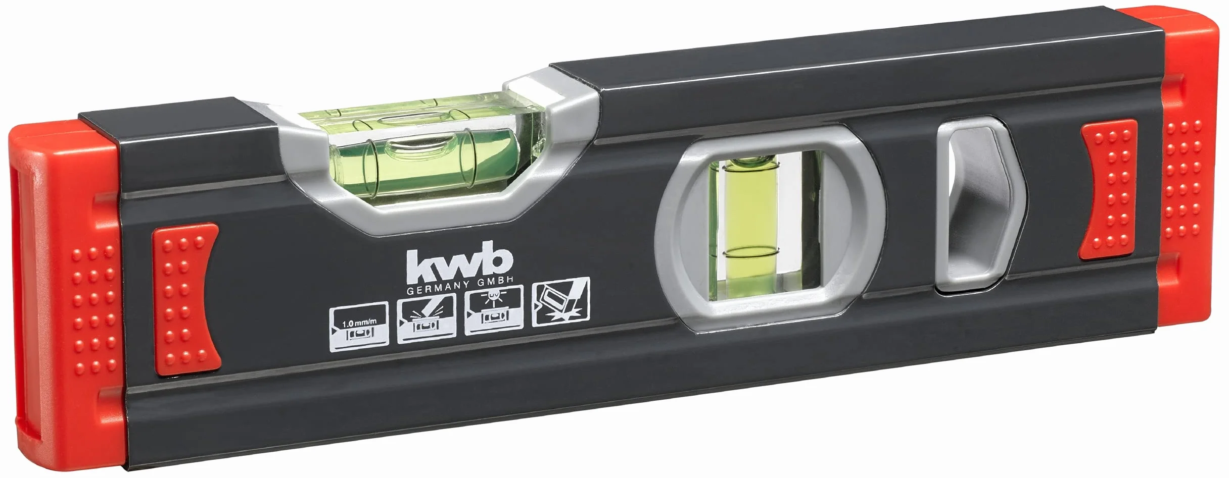 kwb Nivel de burbuja de aluminio 20 cm 1 burbuja horizontal vertical precisión