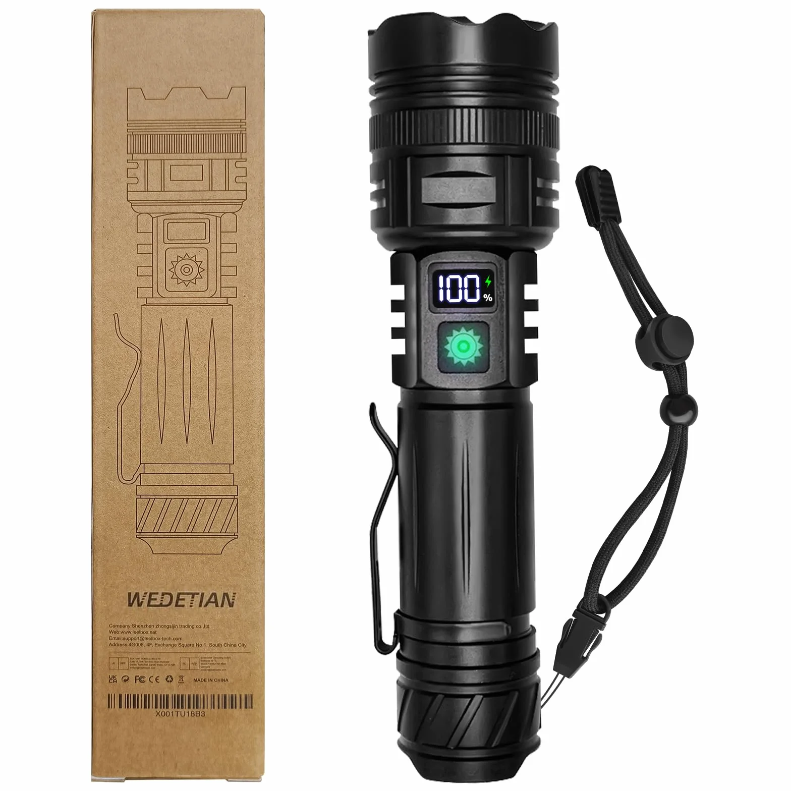 Linterna LED Alta Potencia 30000 Lúmenes, Recargable USB Táctica Militar XHP70.2 Con Zoom y COB, IPX67 Impermeable 5 Modos Portátil (1 Pieza)