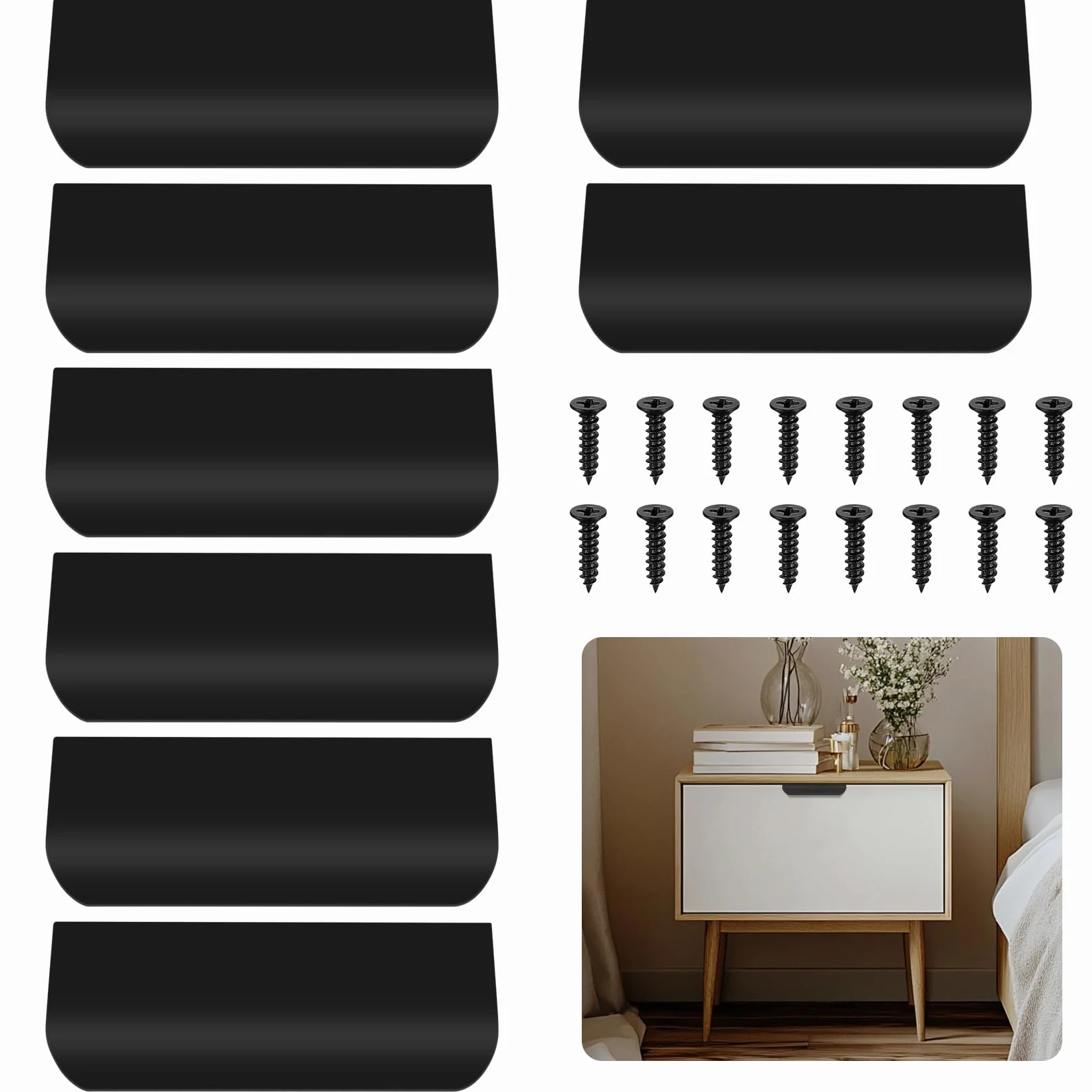 8 Pcs Tiradores Cocina Negros, Tiradores de Puertas para Armarios Dormitorio Cajones Cocina Aparador Muebles, Negros/120mm