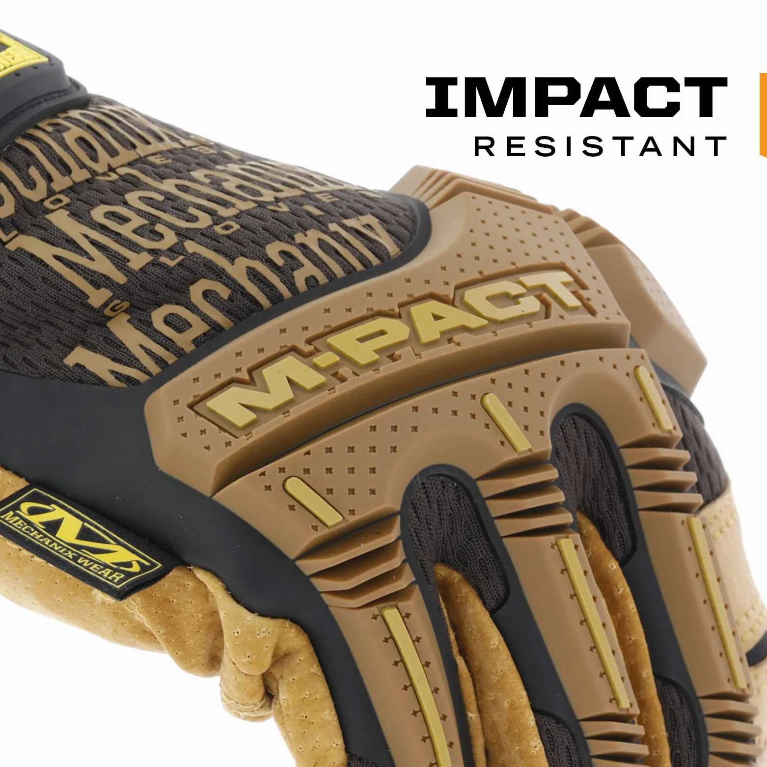 Mechanix Wear - Leather M-Pact Guantes (Small, Marrón/Negro)