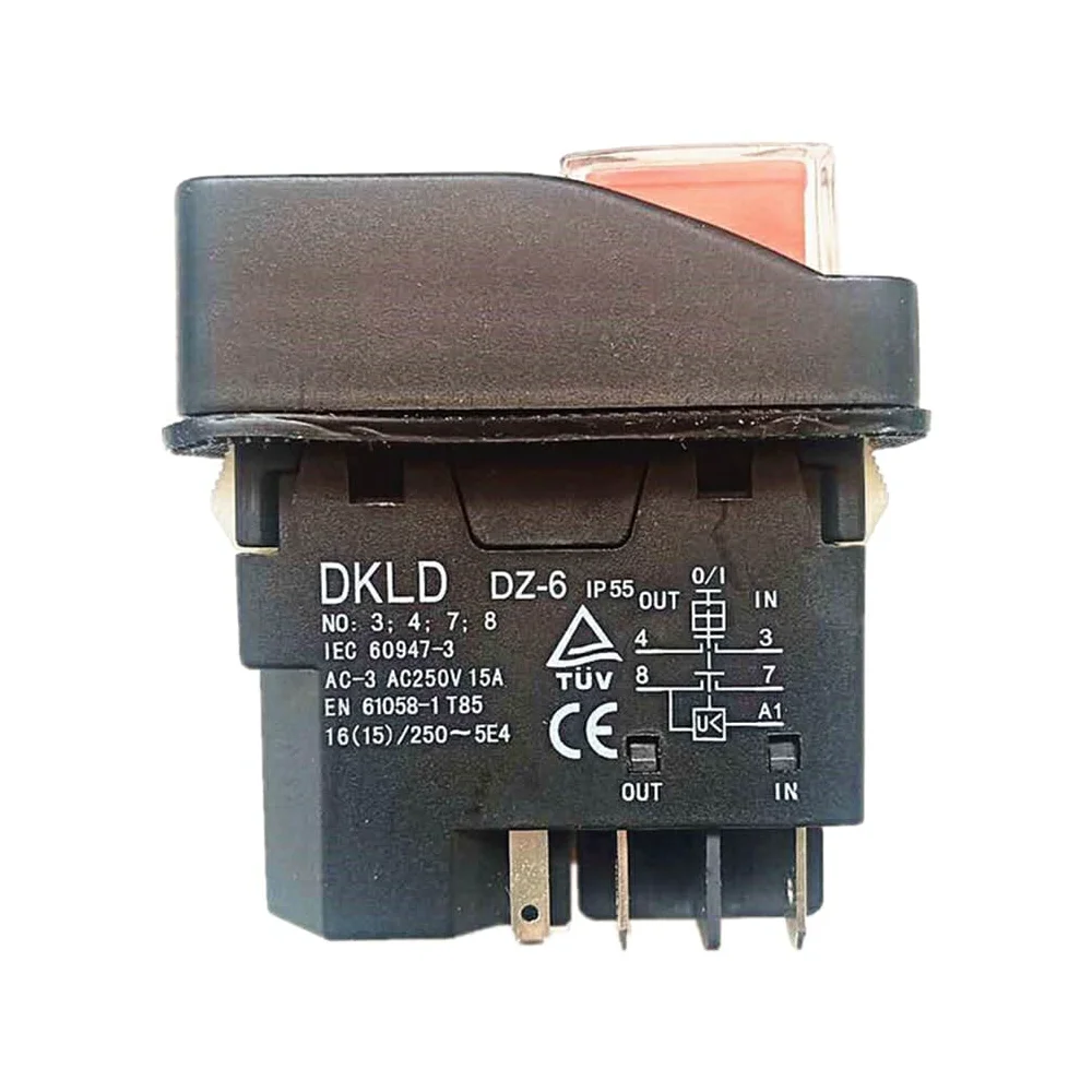 Botón pulsador DKLD DZ6 Protección contra sobrecarga Interruptor electromagnético a Prueba de Agua Rendimiento Estable Interruptores de Seguridad Licuadora, DKLD/DZ-6 Cinco Patas
