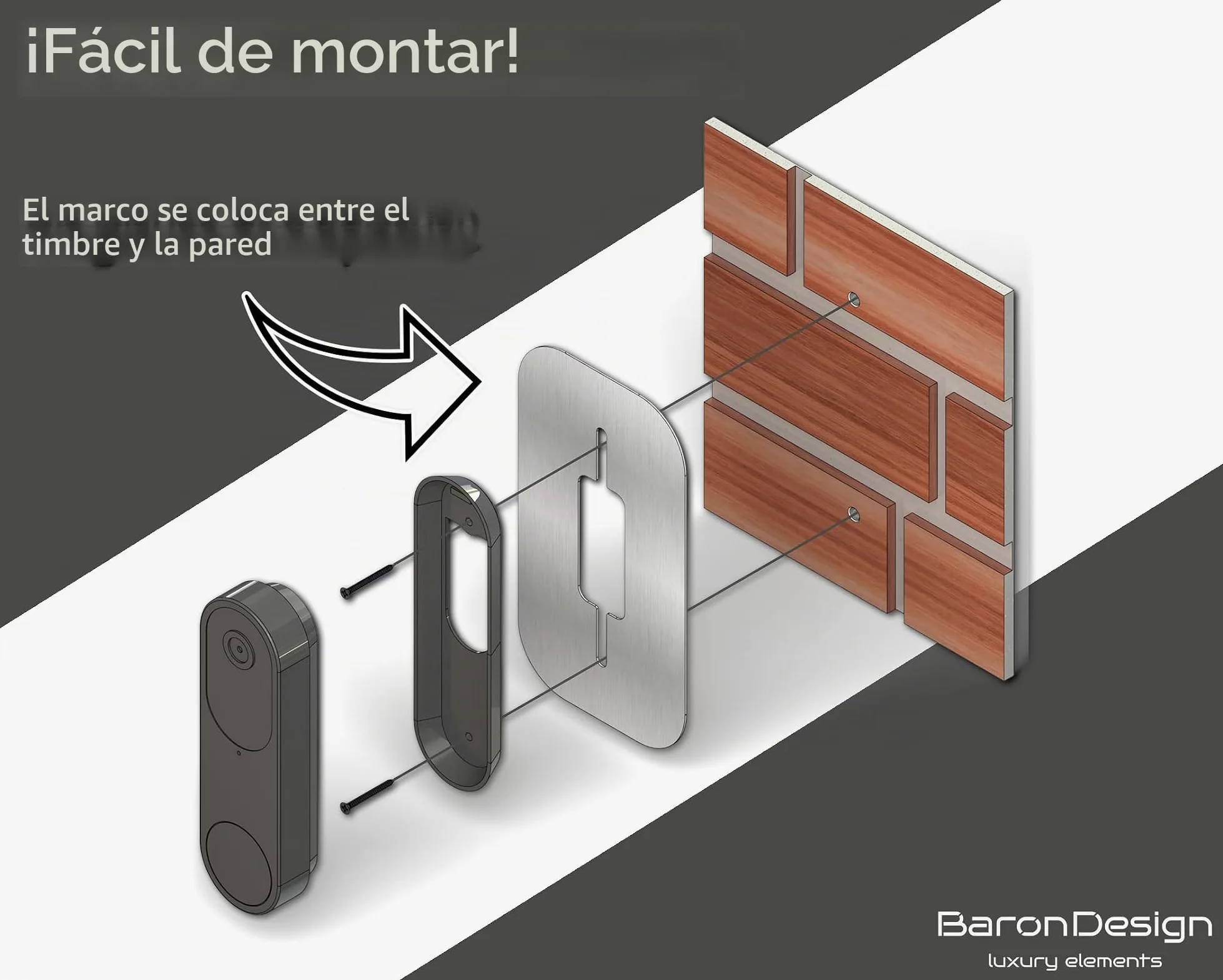 bisel de acero inoxidable | Accesorios para timbre de puerta Reolink | Battery, 5MP, Ultra HD, 2K, 4MP, WiFi, PoE, batería | Soporte, escudo, placa para timbre inalámbrico