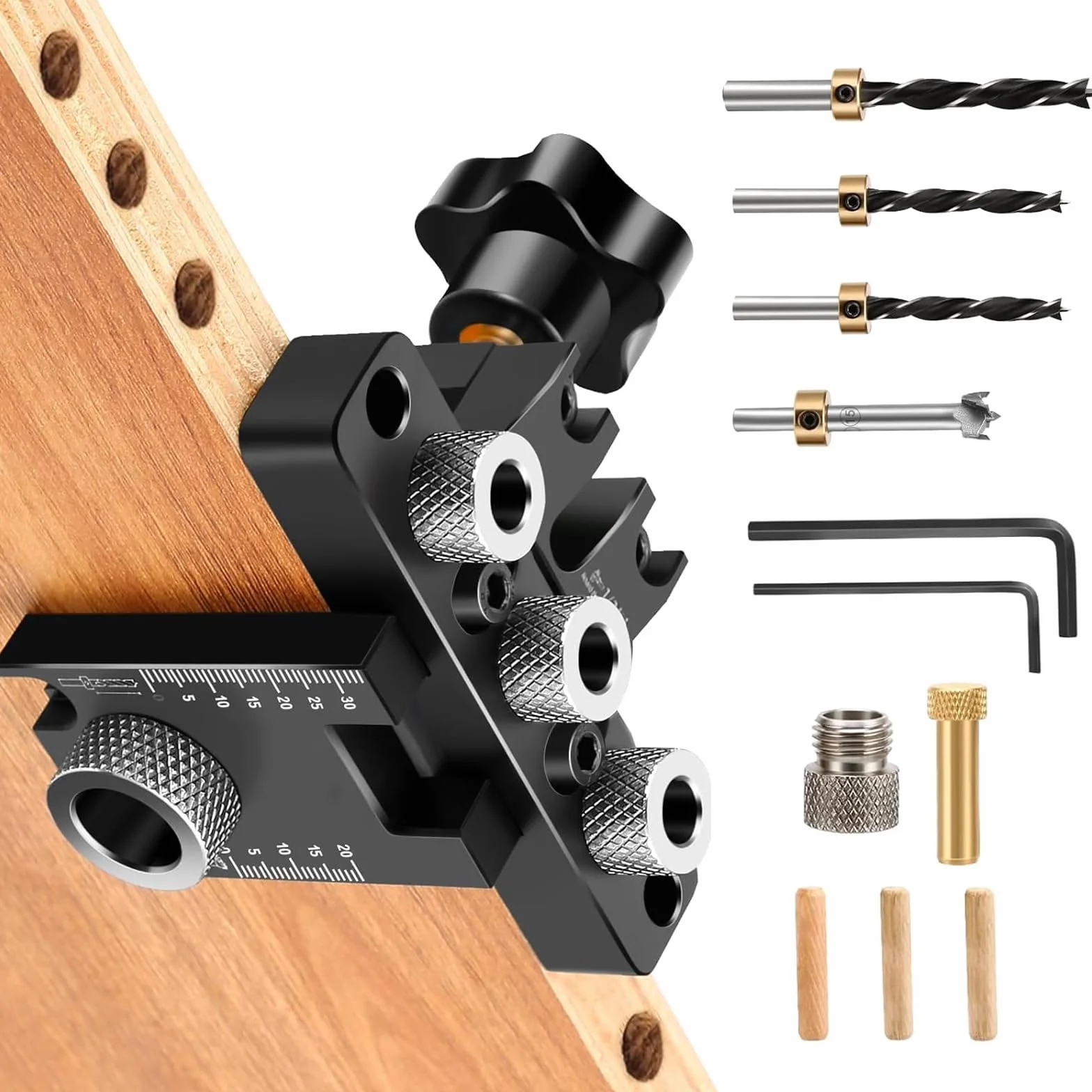 14pcs Bisagra Oculta Jig, 3 En 1 Construcción De Mles, Ageros Para Tacos, 8/10/15 Mm, Tacos De Madera, Plantia de Perfoción Con Clip de Posicioito,Guía de Perforación Ajustable