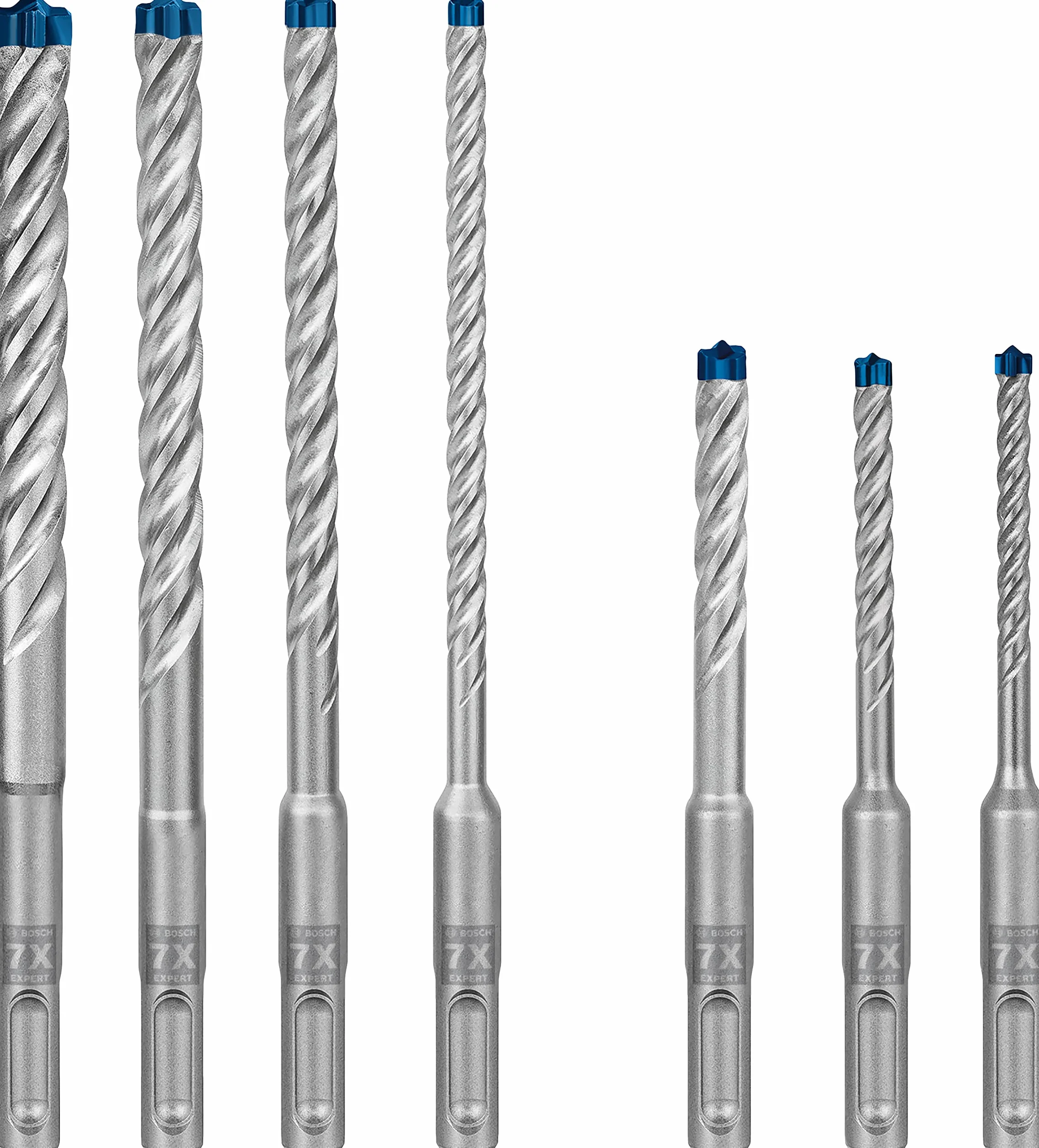 Bosch Professional 7 piezas Set de brocas para martillo Expert SDS plus-7X (para Hormigón armado, Ø 5-12 mm, accesorios Martillo perforador rotativo)
