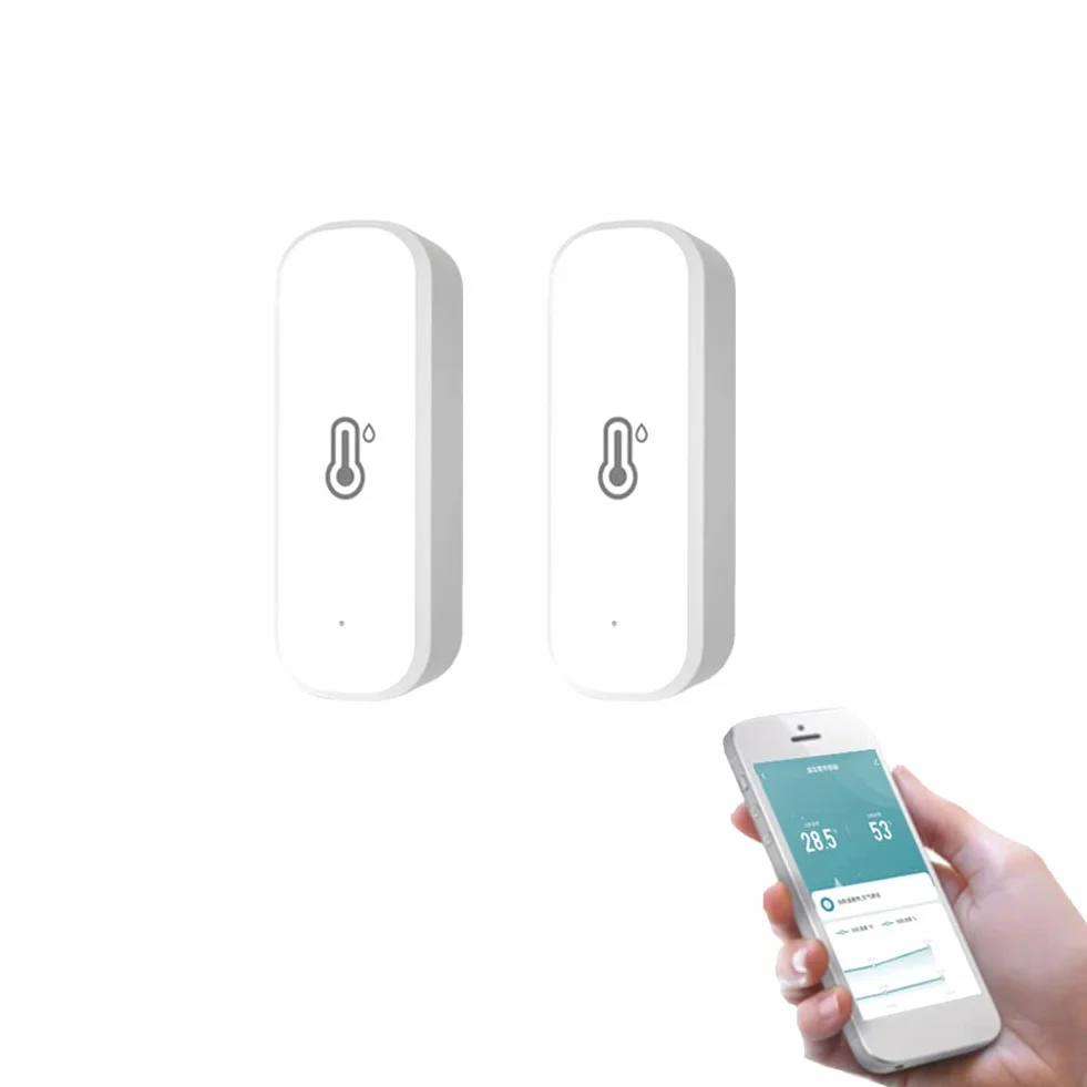 RANRAO 2 unids para Tuya WiFi higrómetro termómetro sensor para el hogar, WiFi temperatura humedad sensor con detector inalámbrico de humedad de temperatura inteligente