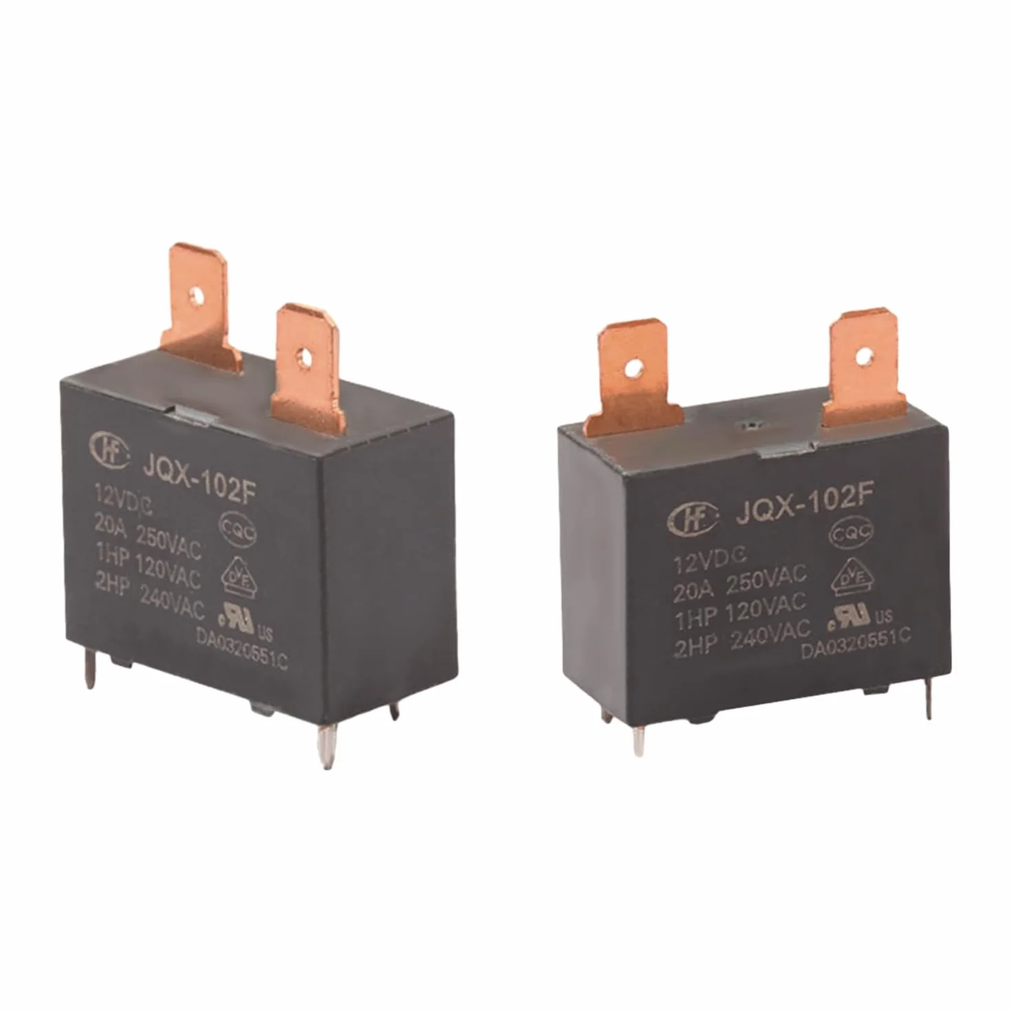obqo JQX-102F-12VDC 20A 4PINS-Relé (2 unidades)