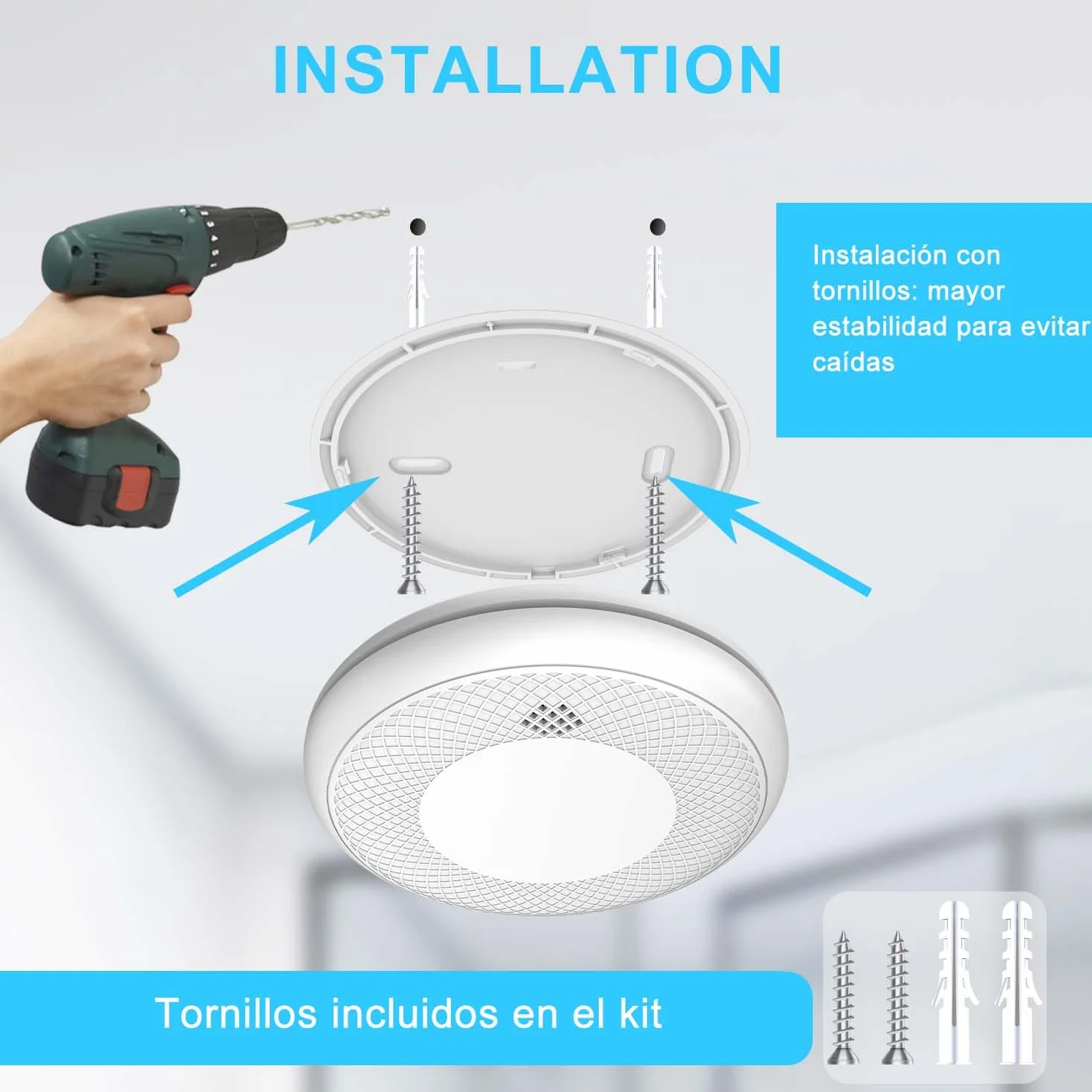 Detector de Humo Inteligente Wi-Fi 2 Piezas EN 14604 Batería 10 Años App Tuya/Smart Life