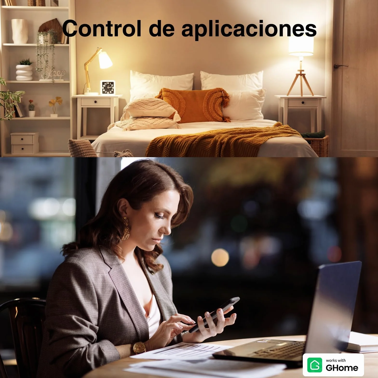 GHome Smart Enchufe Inteligente, 16A Enchufe WiFi Medidor de Consumo, Compatible con Alexa y Google Home, Tomada Inteligente Programable con Temporizador, Control por Voz y APP, 3680W,Solo 2.4GHz WiFi