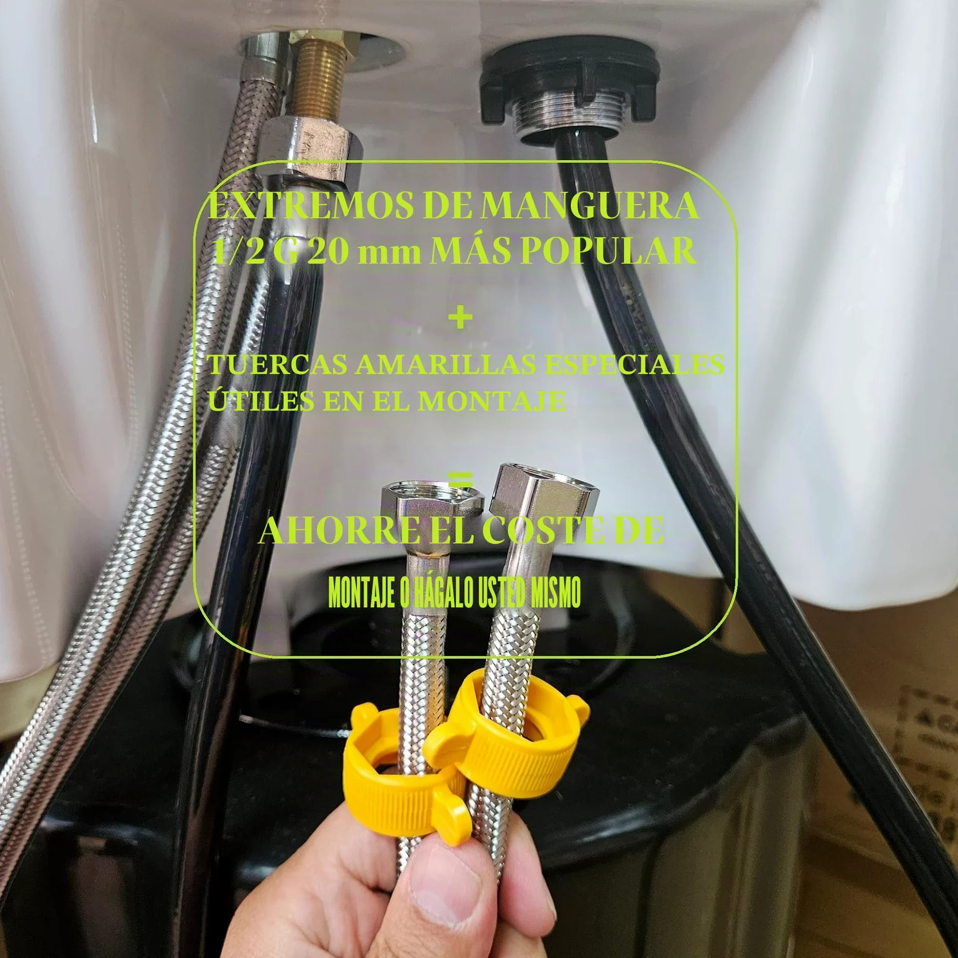 Grifo mezclador para lavabo, con tubos largos, para salones de peluquería, fácil de montar, para ahorrar mano de obra o bricolaje (tubos negros de 80 cm)