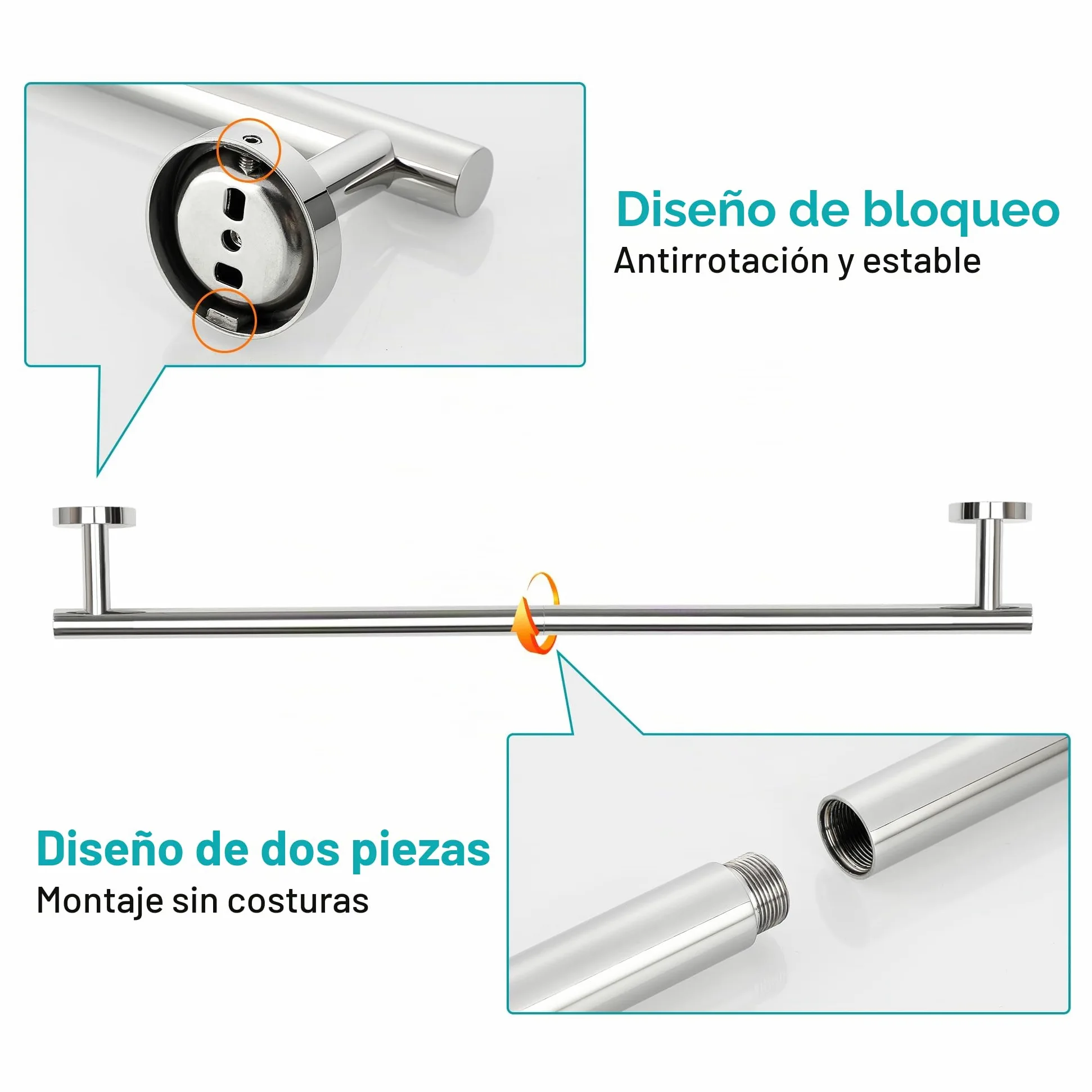 Toalleros de Baño, SAYAYO Toallero Accesorios Baño Toallero Pared Colgador Trapos Cocina Acero Inoxidable Toallero Pulido para Baño y Cocina 60CM