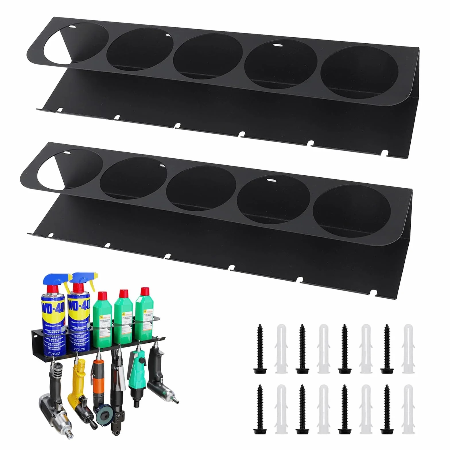 Soporte Spray, 2PCS Estante De Almacenamiento Para Botellas De Spray Para Latas De Montado En La Pared Y Organizador De Herramientas Eléctricas Soporte De Almacenamiento Accesorio De 5 Orificios