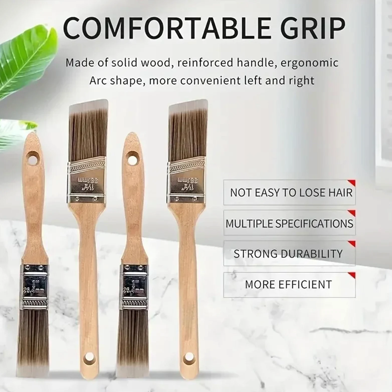 Pincel con mango de madera, Juego de 5 pinceles profesionales madera for pintar, planos y angulares, herramienta decorativa for bricolaje, for muebles paredes