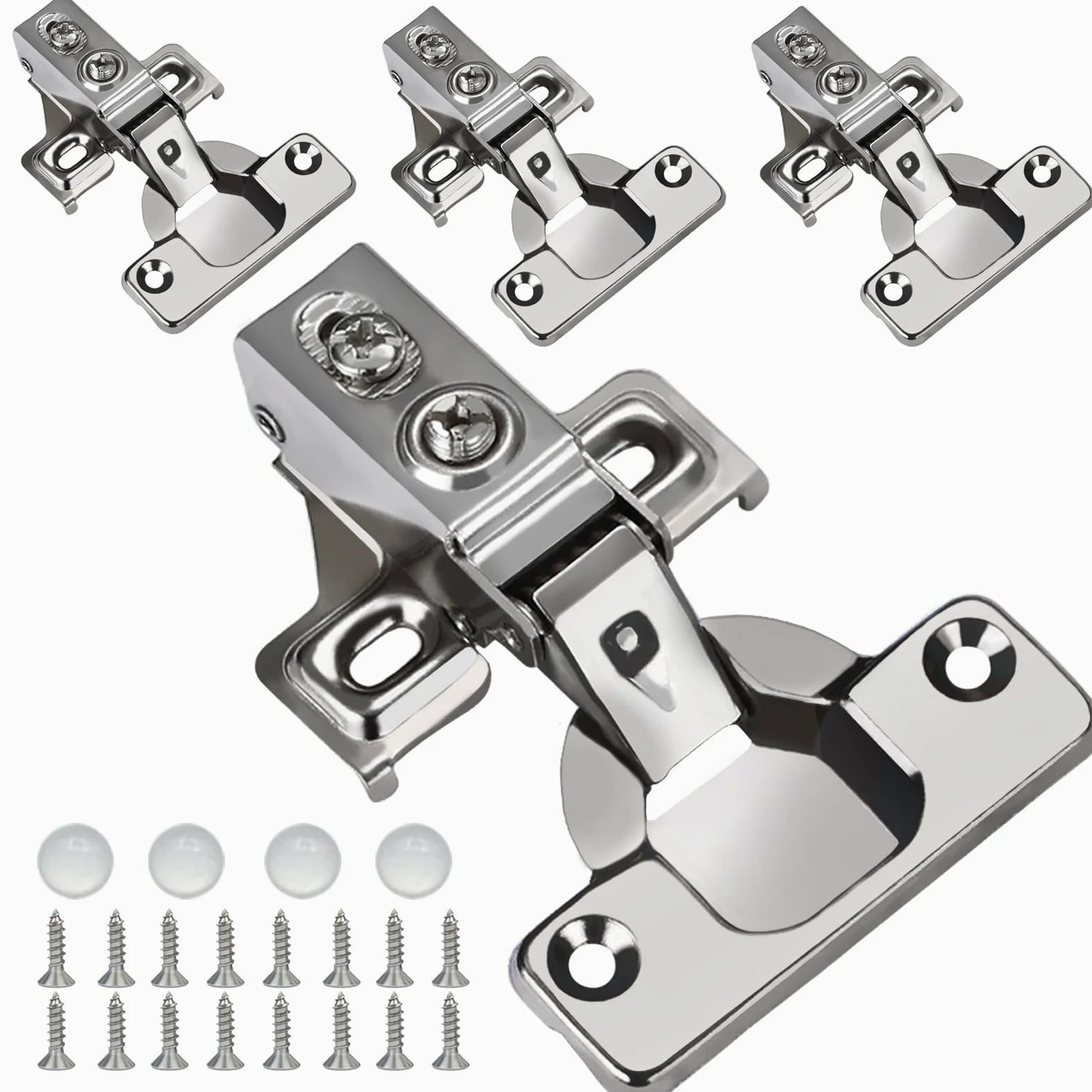 BESTEEL Paquete de 4 bisagras de puerta de armario de cierre suave de 1,27 cm para bisagras de gabinete de cocina, ángulo de apertura de 100 grados, bisagra oculta de acero inoxidable para armarios de