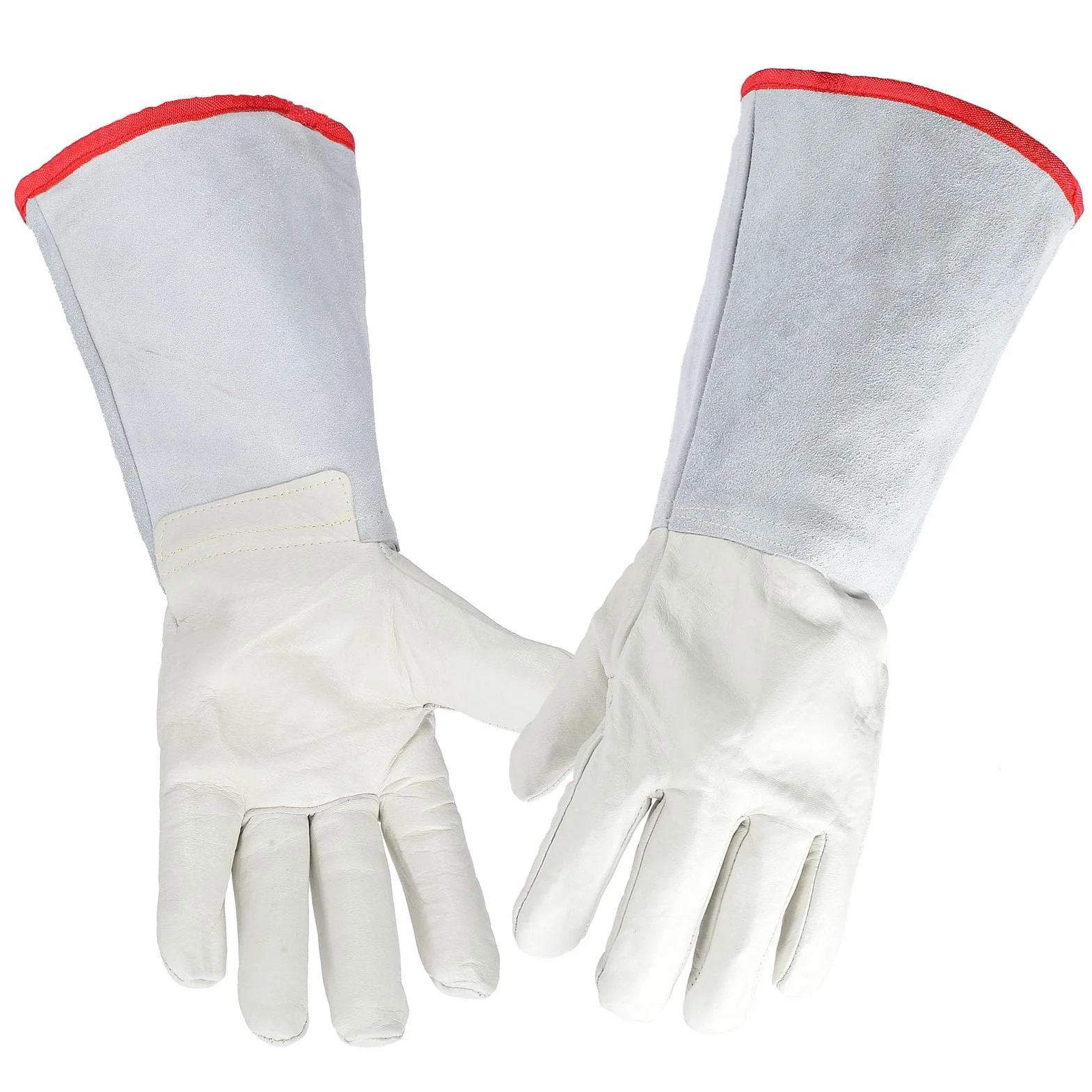 Guante Criogénico Duradero de 40 Cm Diseño Ergonómico Resistencia de -180 °c a -250 °c Guantes de Trabajo de Piel de Vacuno Impermeable para Personal de Cámaras Frigoríficas