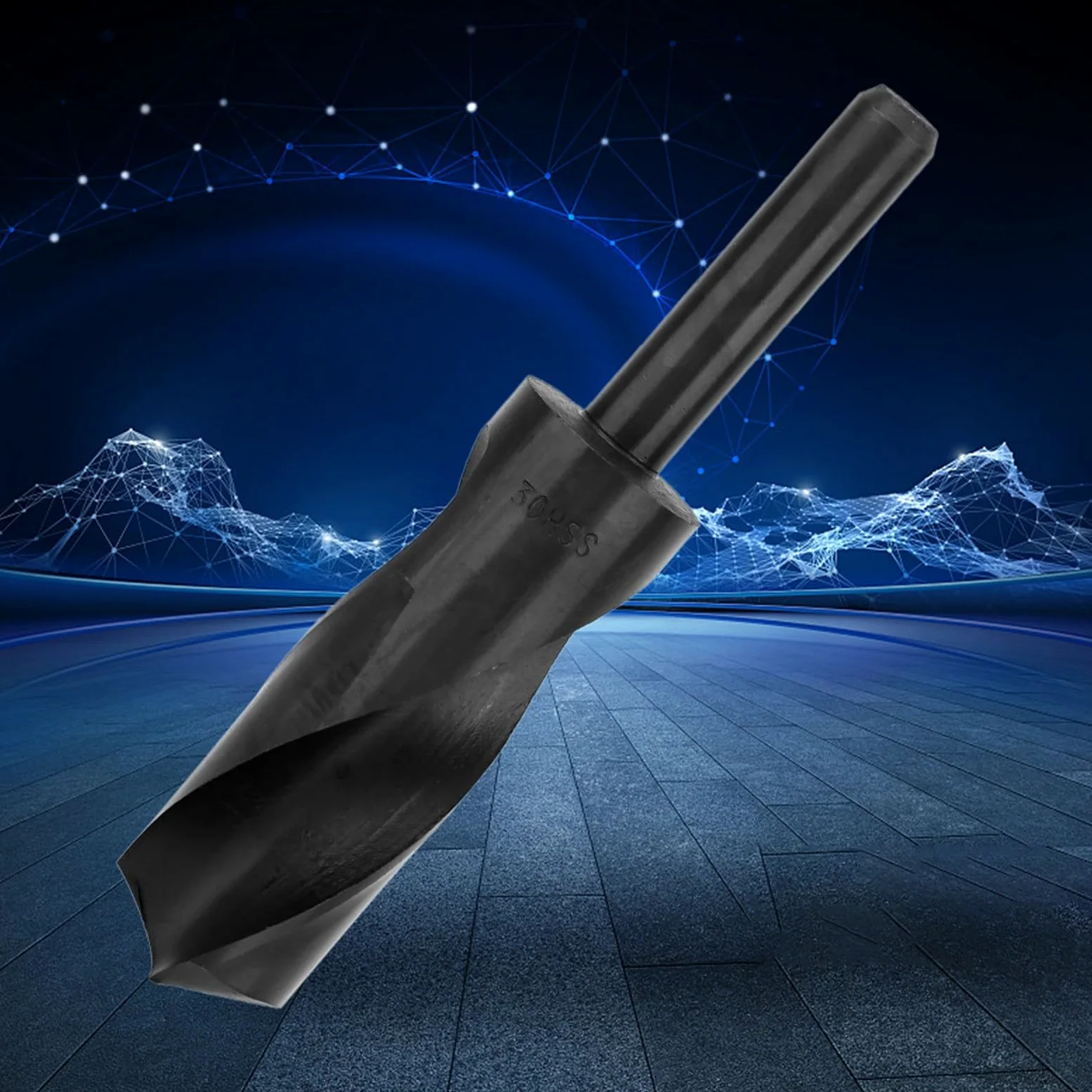 Broca de mango redondo negro de 1/2 pulgada Herramienta de broca helicoidal de acero de alta velocidad para materiales de metal y madera(30mm)