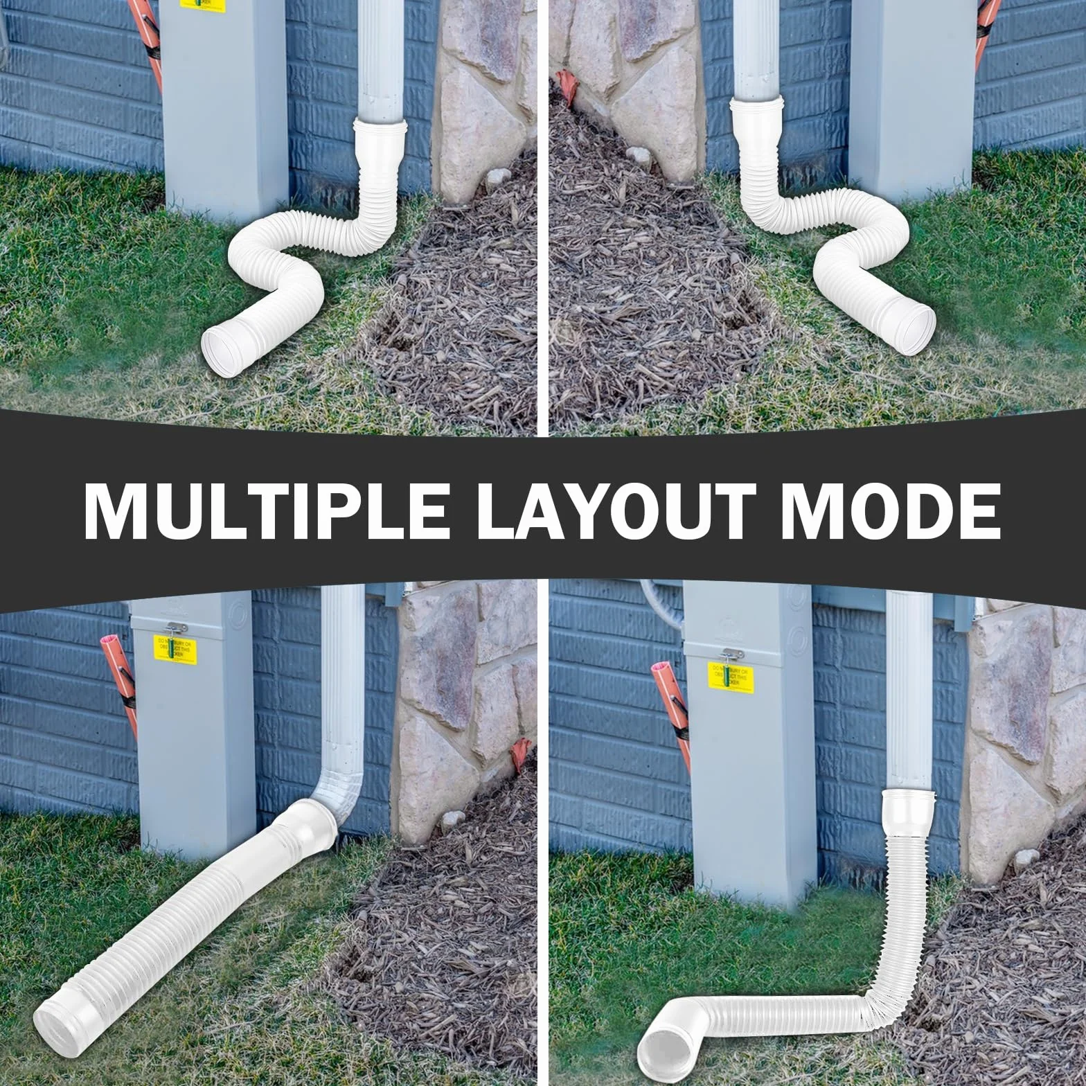 1 pieza de extensión flexible para canalones y bajantes, 80/100 mm extensible para canalon de 47 a 150 cm, extensión canalones pvc para lluvia tejado, blanco