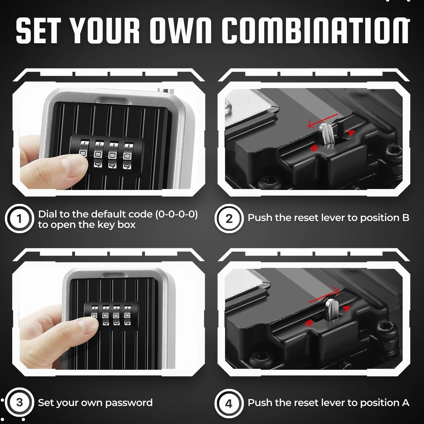 Flexzion Key Lock Box - Portable Lockbox for Keys Outdoor - 4 Digit Code Combination Lock Box for Key Safe Security - Weather Rust Resistant Key Lock Box for Outside, Car, Door, House, Travel