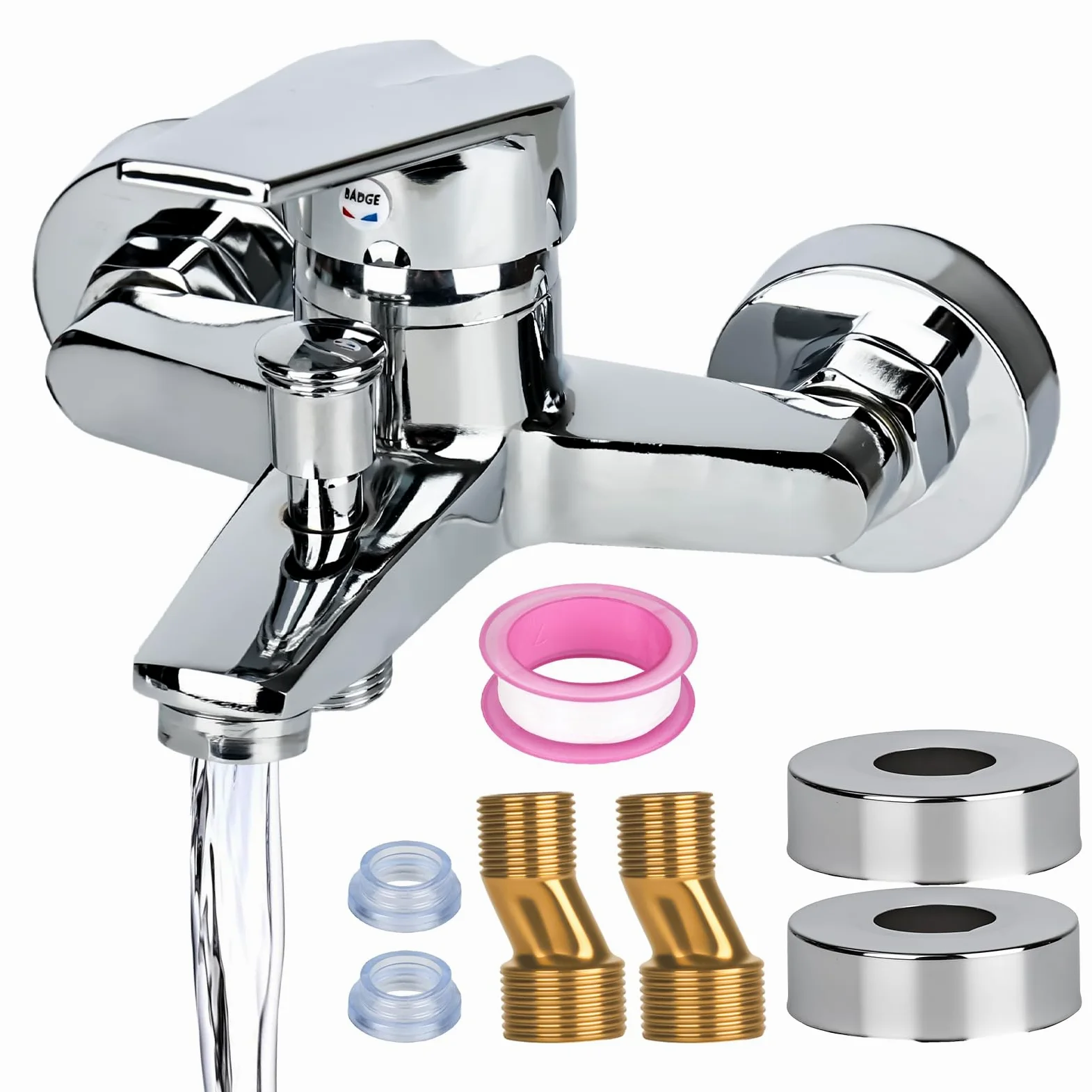 Grifo monomando para bañera, monomando, montaje en pared, grifo de ducha, grifo mezclador para bañera, salida de ducha de 1/2 pulgadas, cromado