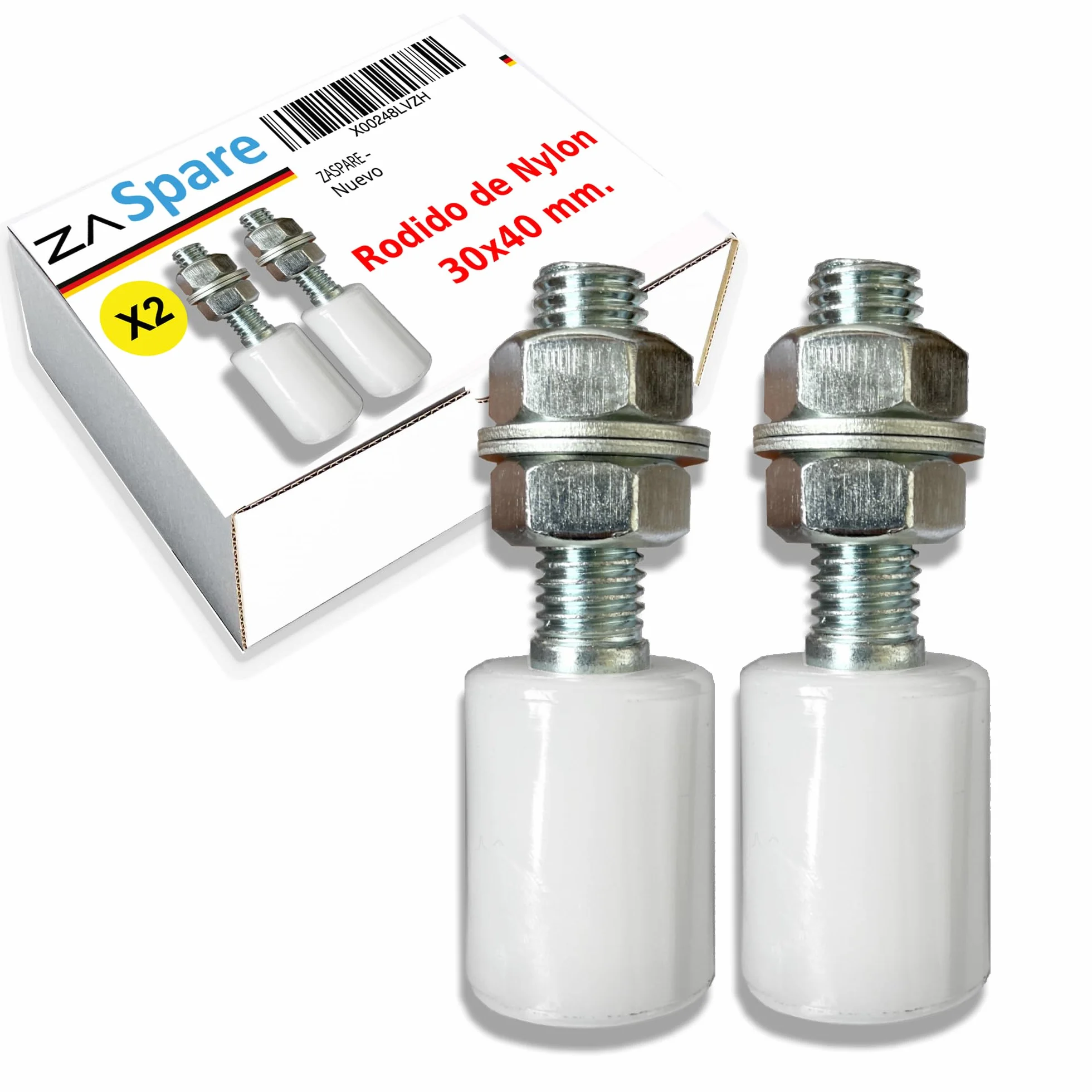 Rodillos de Nylon para Puertas Correderas Ruedas Guia Industriales para Interior y Exterior Puertas de Garaje Portones Cintas Transportadoras (30X40 (PACK 2))