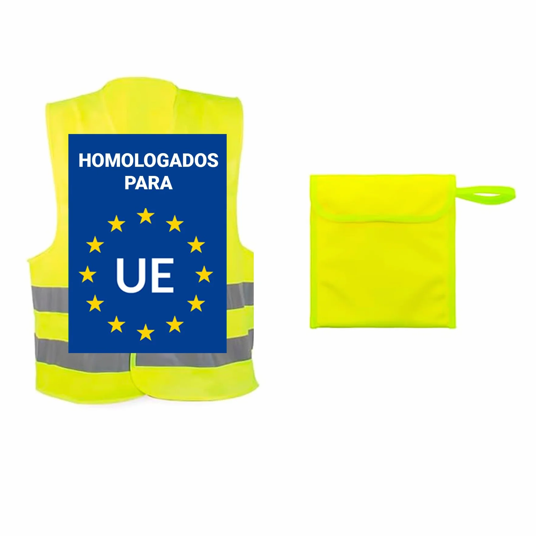 Adri Chaleco Reflectante de Seguridad, Poliéster, Unisex Adulto, Amarillo, Ajustable con Cierre de contacto, Homologado, con Bolsa de Almacenamiento