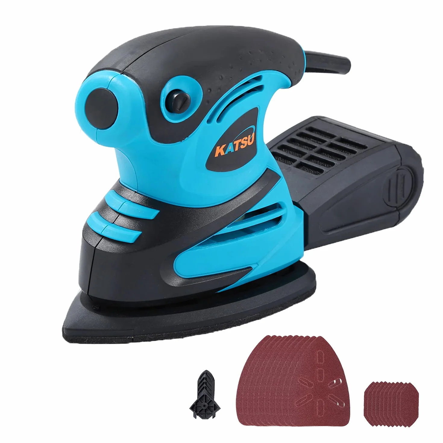 Lijadora Eléctrica 180W KATSU 15000RPM Máquina Lijadora de Detalle de Palma Compacta para Madera y Pintura con Colector de Polvo y 20 Piezas Lijas de 80 Grano 100176