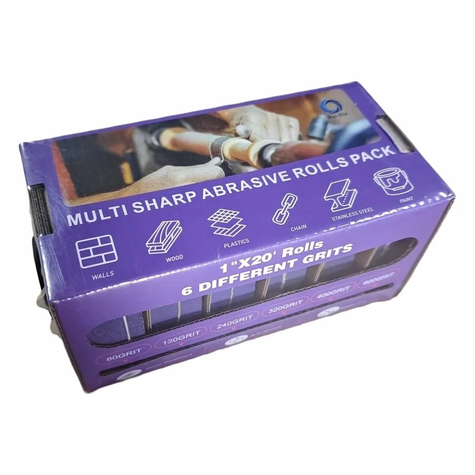 Rollo de cinta de lija de óxido de aluminio, abrasivo con respaldo de tela de alta precisión para pulido de madera y metal, rollo de papel de lija flexible antiobstrucción de 25 mm x 8 m, varios (C)