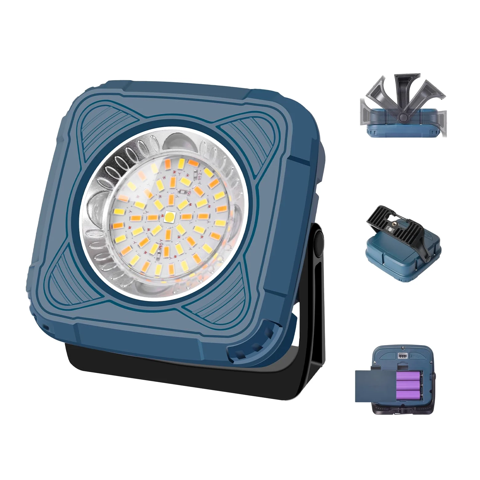 Lámpara de Trabajo LED Recargable, 4 Modos, Alta Luminosidad | Ajustable y giratoria, magnética, indicador de batería, 3600 mAh, apta para talleres, obras y situaciones de emergencia