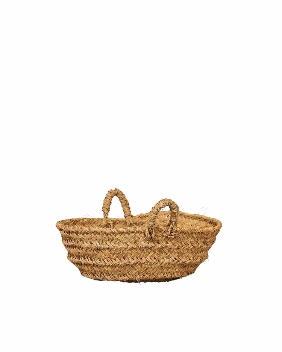 Cestería Aparici - Capazo de Esparto Ovalado, Cesto Leñero Artesanal con Asas. Cesto Decorativo Compacto para Almacenaje. EXTRA PEQUEÑO (42 x 28 x 14 cm) Ref. 7109-2
