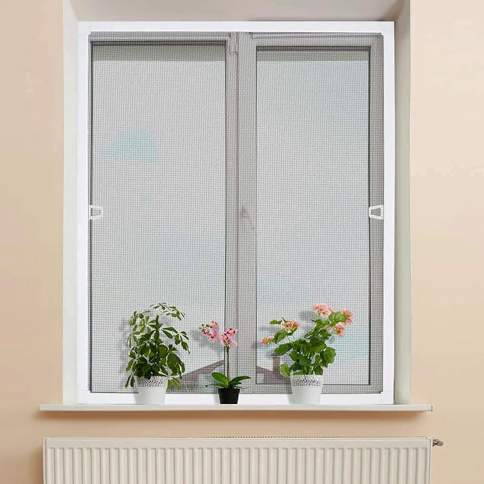 YUENFONG Mosquitera para ventana, protección contra insectos, puertas mosquiteras, marco de aluminio, sin taladrar ni atornillar, 100 x 120 cm, color blanco
