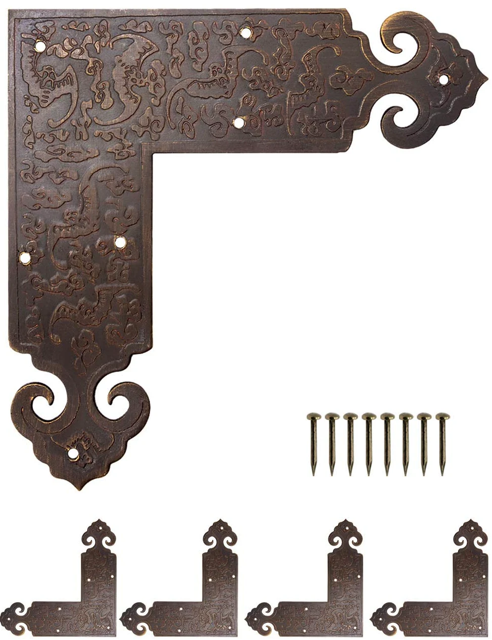 FUXXER Juego de 4 conectores angulares decorativos, en latón envejecido, 90 x 90 mm